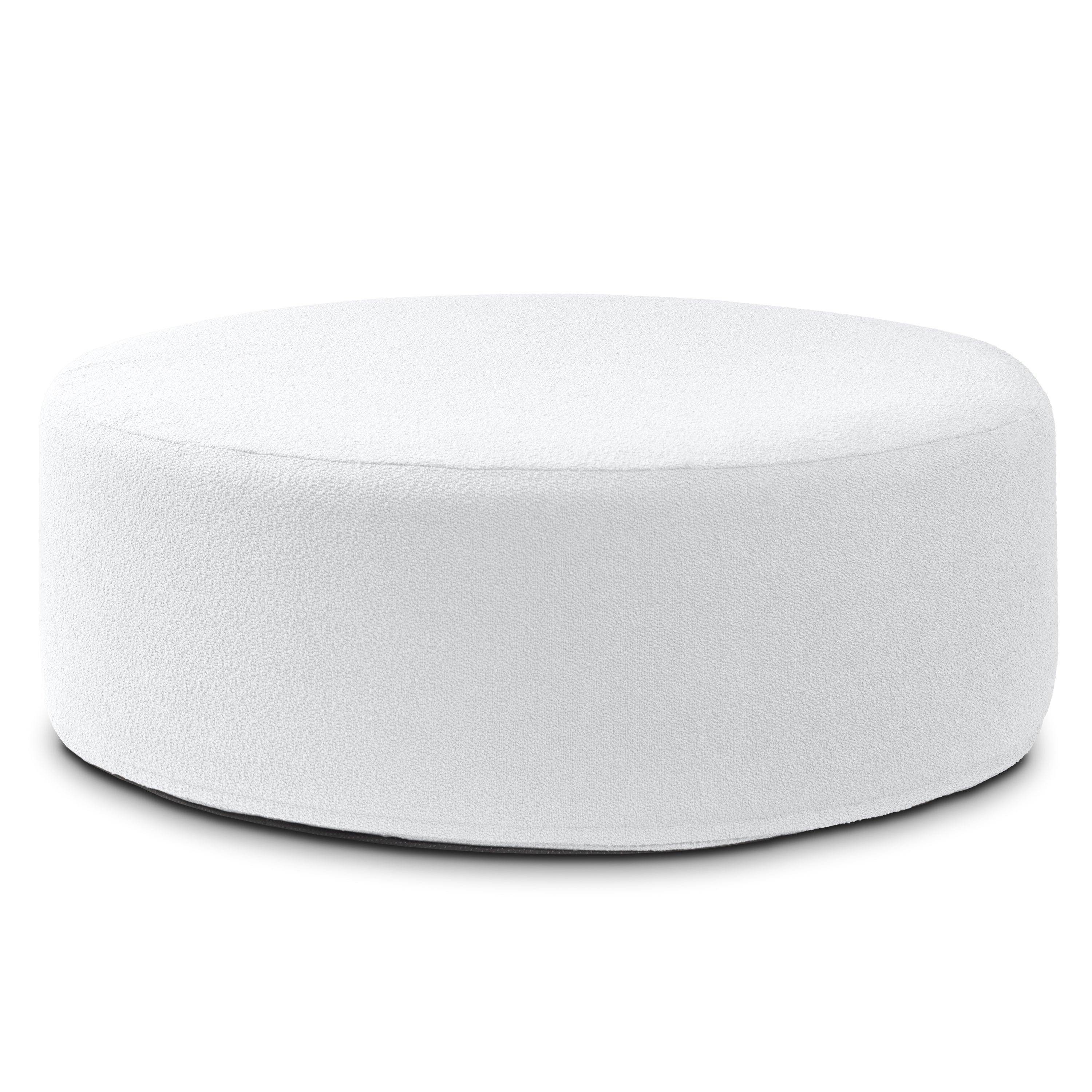 Jaxx Candler Round Couch Ottoman – Oversized Giant Coffee Table Ottoman - Versatile Firm Foam Construction - Kid Safe with Removable Cover, 44”, Luxe Boucle, Boucle White