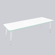 30" x 72" Rectangle Thermofused Activity Table with Adjustable Standard Swivel Glide Legs - White/Seafoam/White