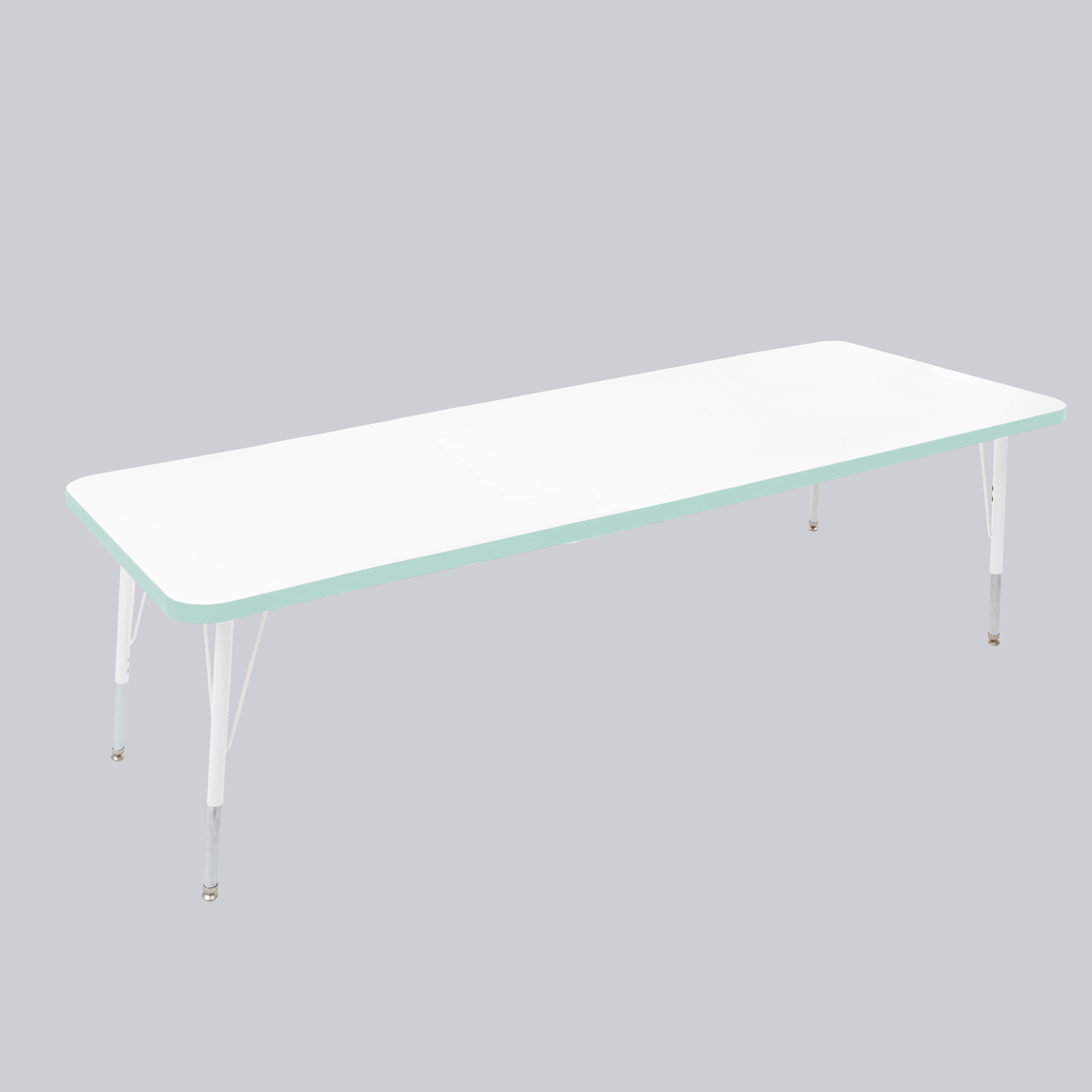 30" x 72" Rectangle Thermofused Activity Table with Adjustable Standard Swivel Glide Legs - White/Seafoam/White