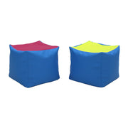 SoftScape Square Bean Bag Pouf 14in Height, 2-Piece - Lime/Raspberry
