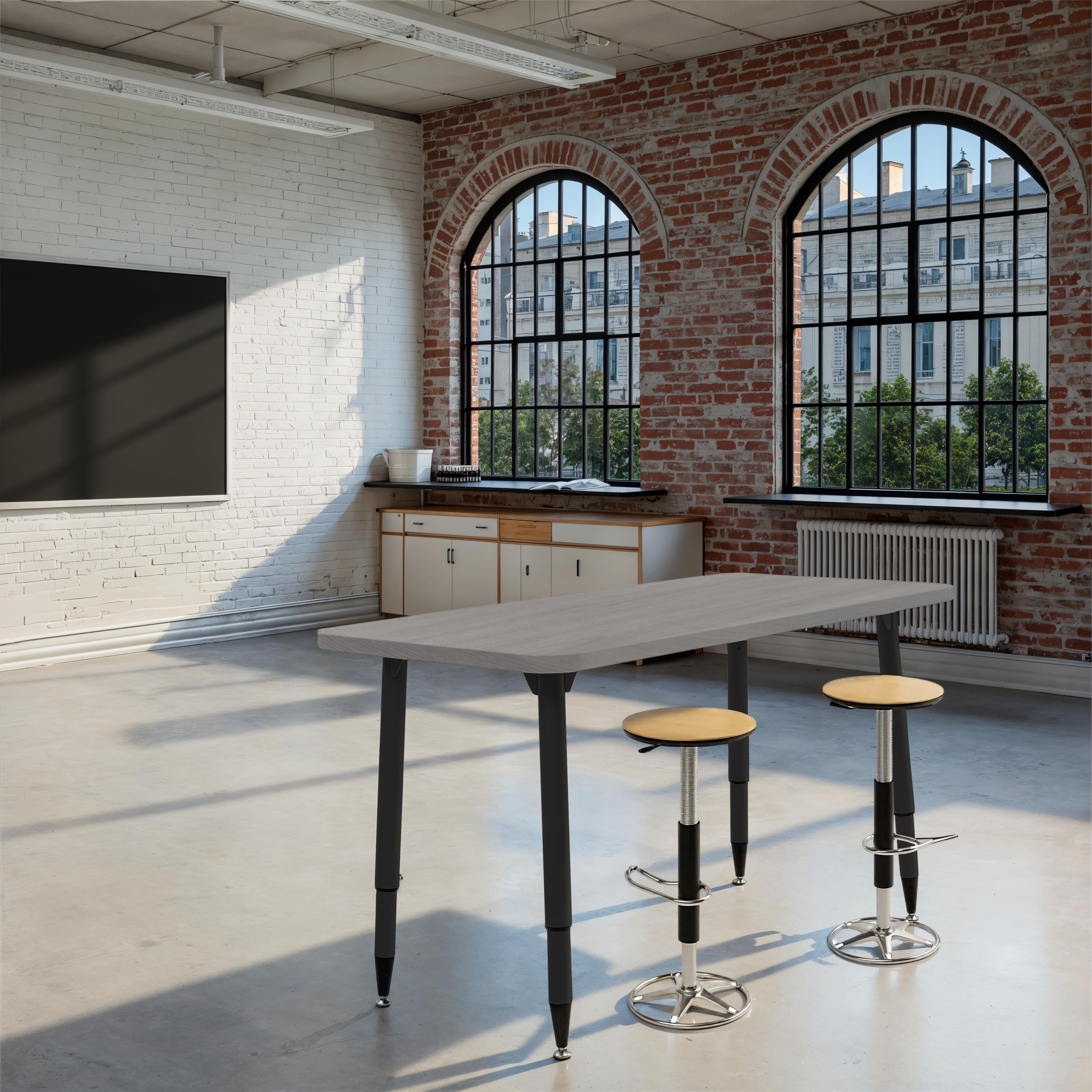 Adapte 24" x 48" Rectangle Woodgrain Activity Table with Adjustable Tapered Legs - Light Gray Wood/Black