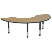 36" x 72" Half Moon Thermofused Activity Table with Adjustable Chunky Legs - Pasadena Oak/Navy