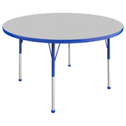 48" Round T-Molding Activity Table with Adjustable Standard Ball Glide Legs - Gray/Blue
