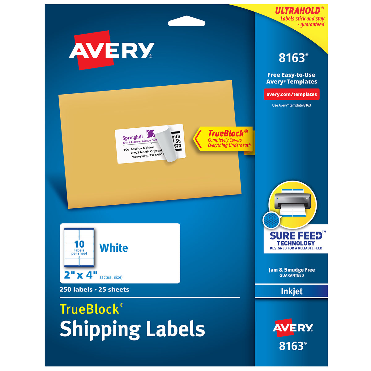 250 AVERY SHIPPING LABELS 2X4 250CT