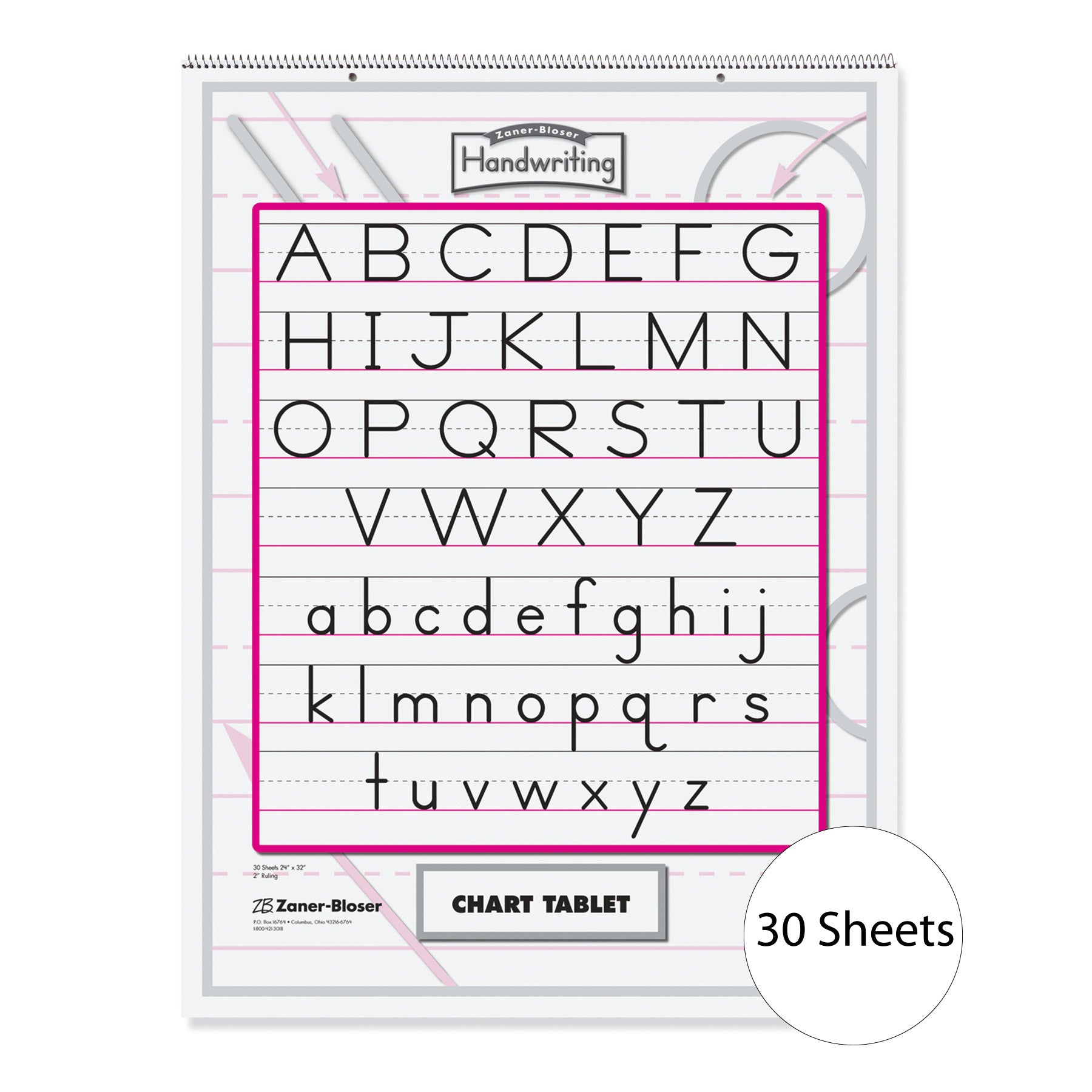 Chart Tablet, Manuscript Cover, 2" Ruled 24" x 32", 30 Sheets