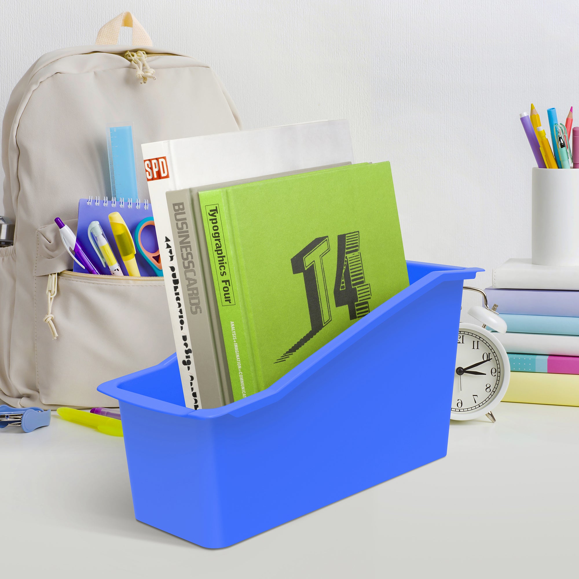 Large Book Bin v2, Blue, Pack of 6
