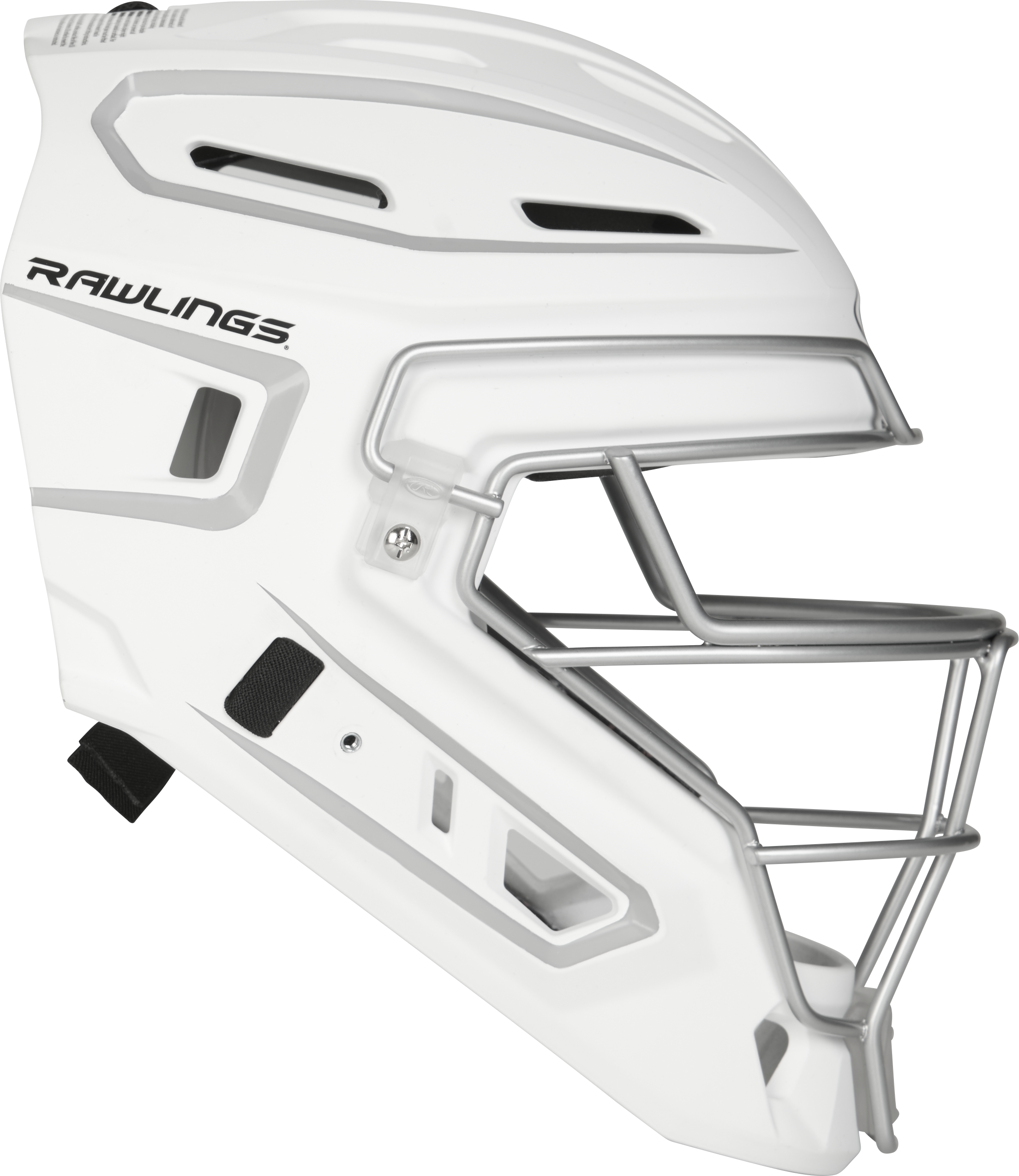 Rawlings Velo 2.0 Matte Junior Catchers Helmet - White/Silver