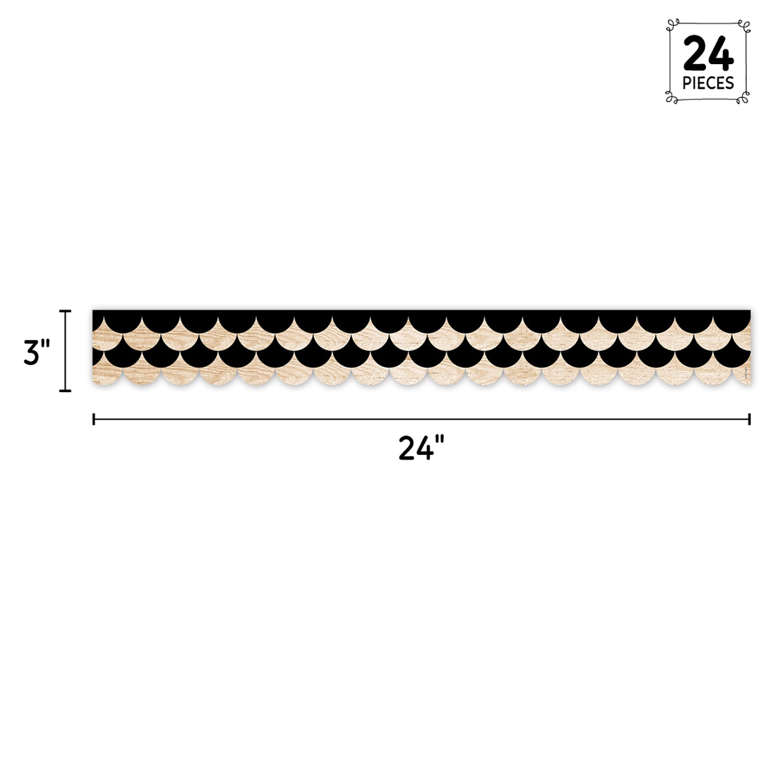 Core Decor Black and Wood Scallops EZ Border, 48 Feet