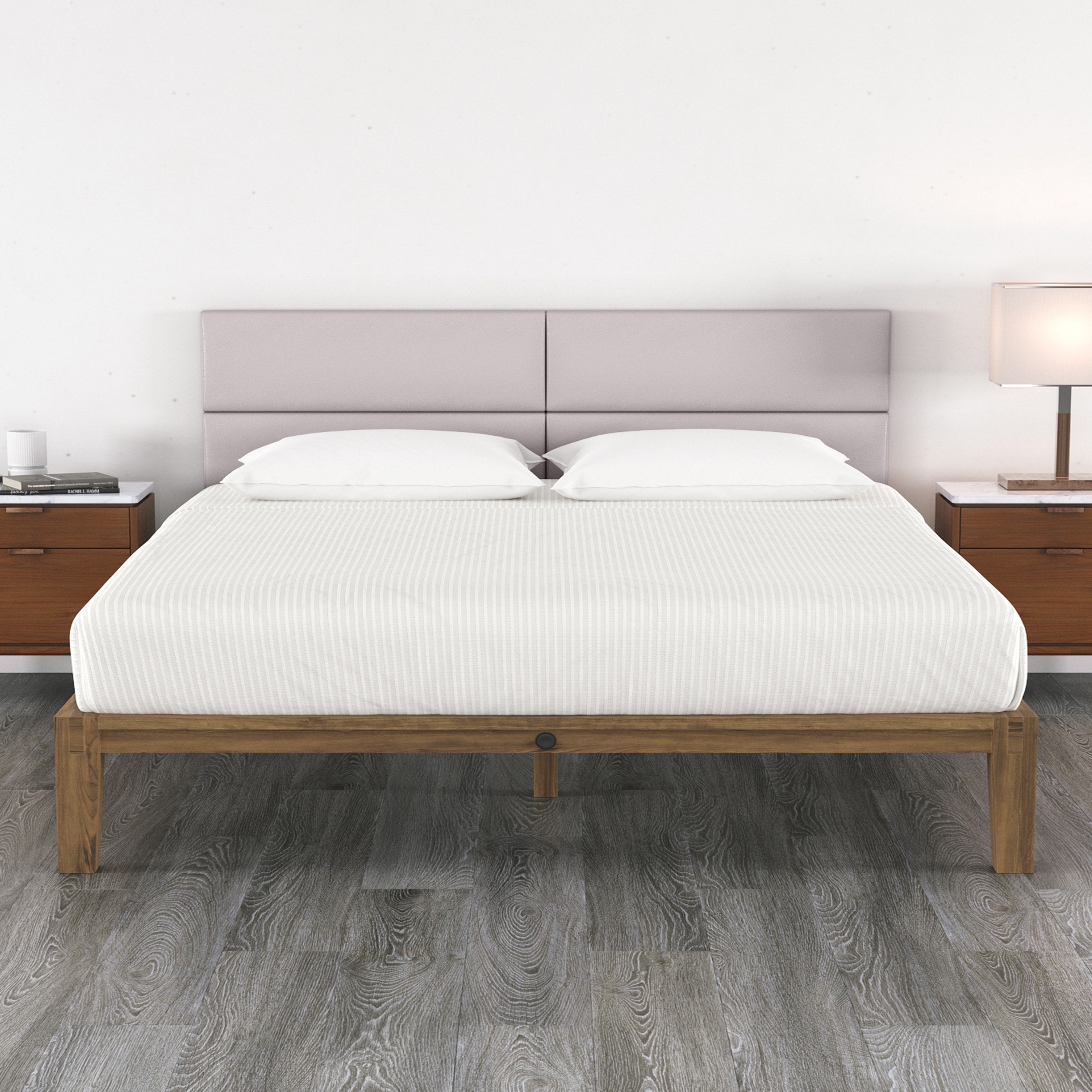 Jaxx Panelist Modern Padded Headboard – Set of 4 Wall Mounted Panels (Each 11.25" x 38") - King, Vegan Leather, Arctic Fox