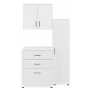 Bush Business Furniture Universal 44W 3 Piece Modular Storage Set with Floor and Wall Cabinets in White - 44.02" Width x 24.69" Depth x 61.81" Height