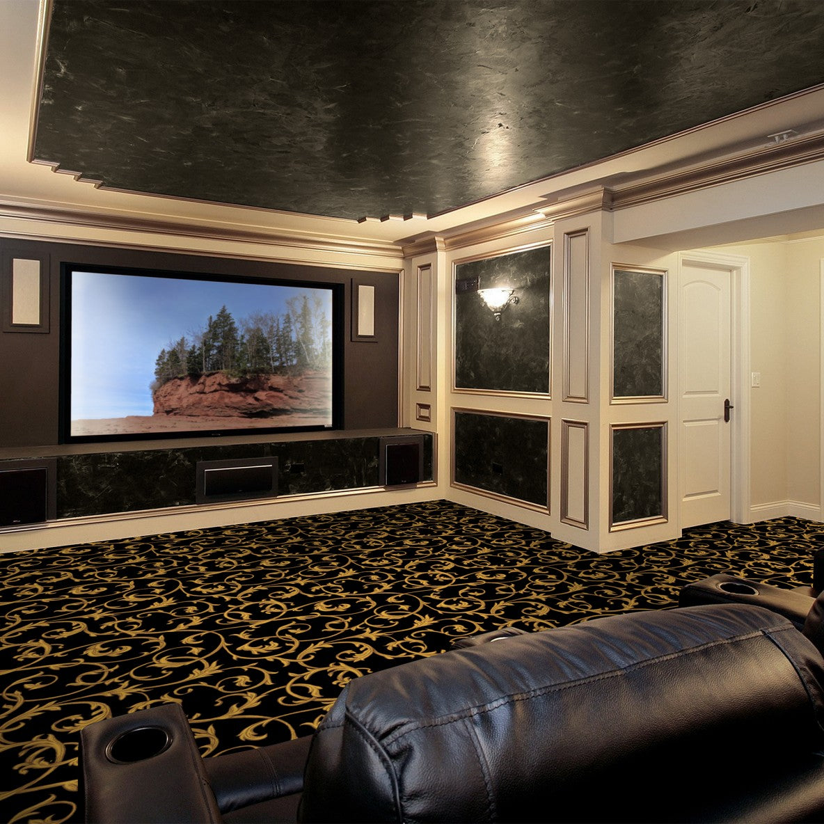 Acanthus 10'9" x 13'2" area rug in color Black