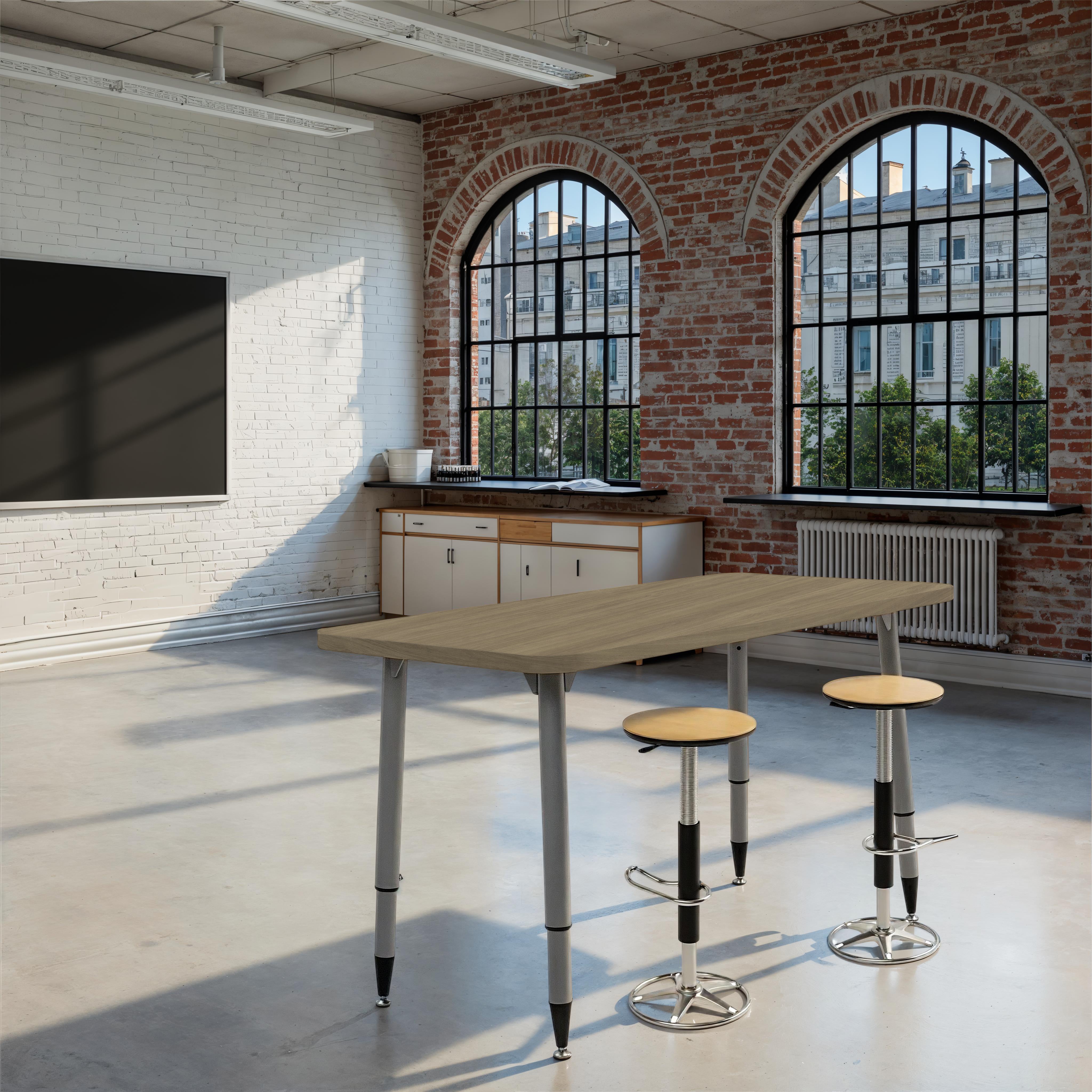 Adapte 24" x 48" Rectangle Woodgrain Activity Table with Adjustable Tapered Legs - Pasadena Oak/Silver