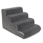 Jaxx Dubb Dog Steps - Supportive Pet Stairs for Improved Mobility and Spine Pressure Relief - Machine Washable Covers with Stylish Sherpa Boucle Fabric Top - 4 Stairs, Grey & Charcoal
