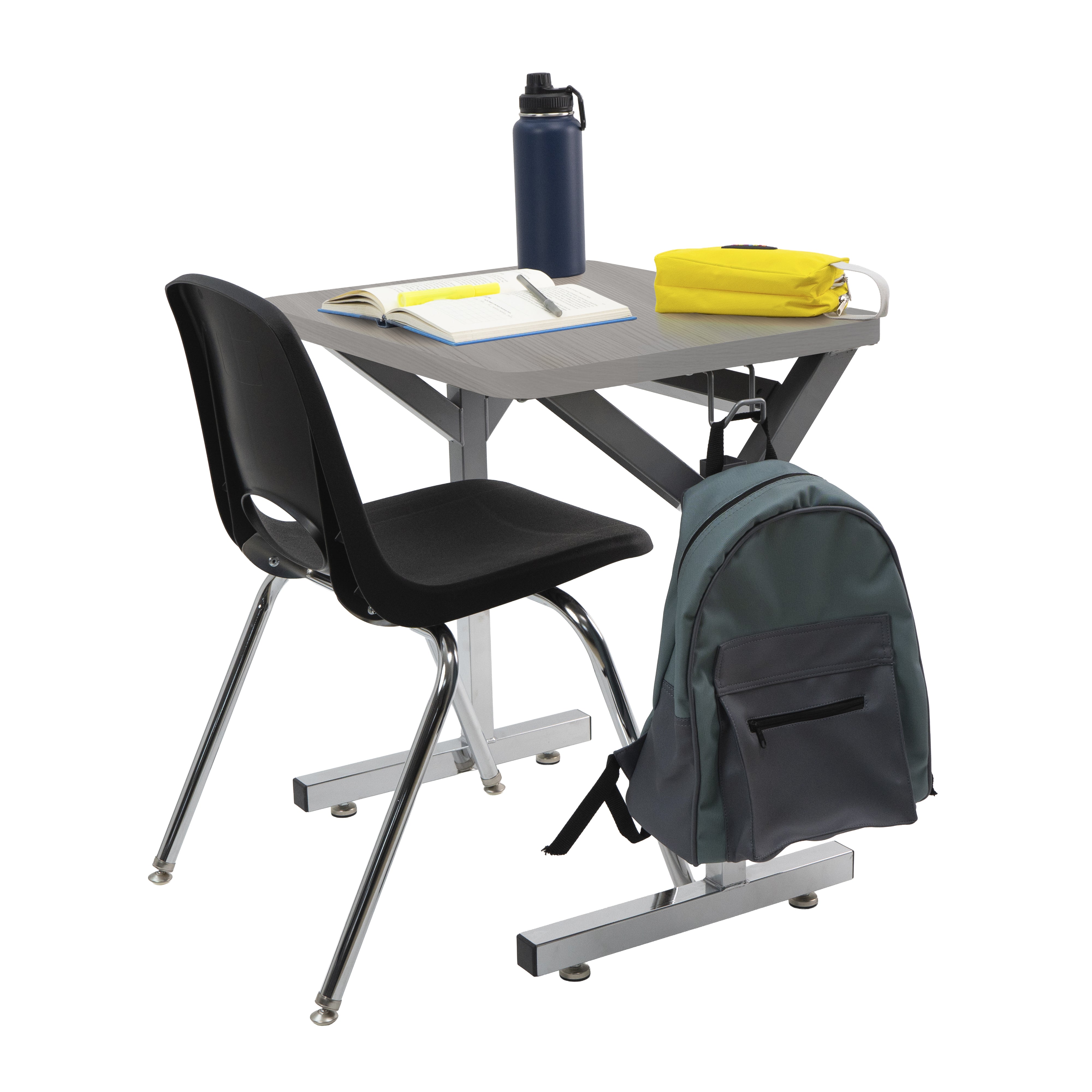 20" x 26" Rectangle Thermofused Table Desk with Adjustable Y-Frame - Light Gray Wood/Silver
