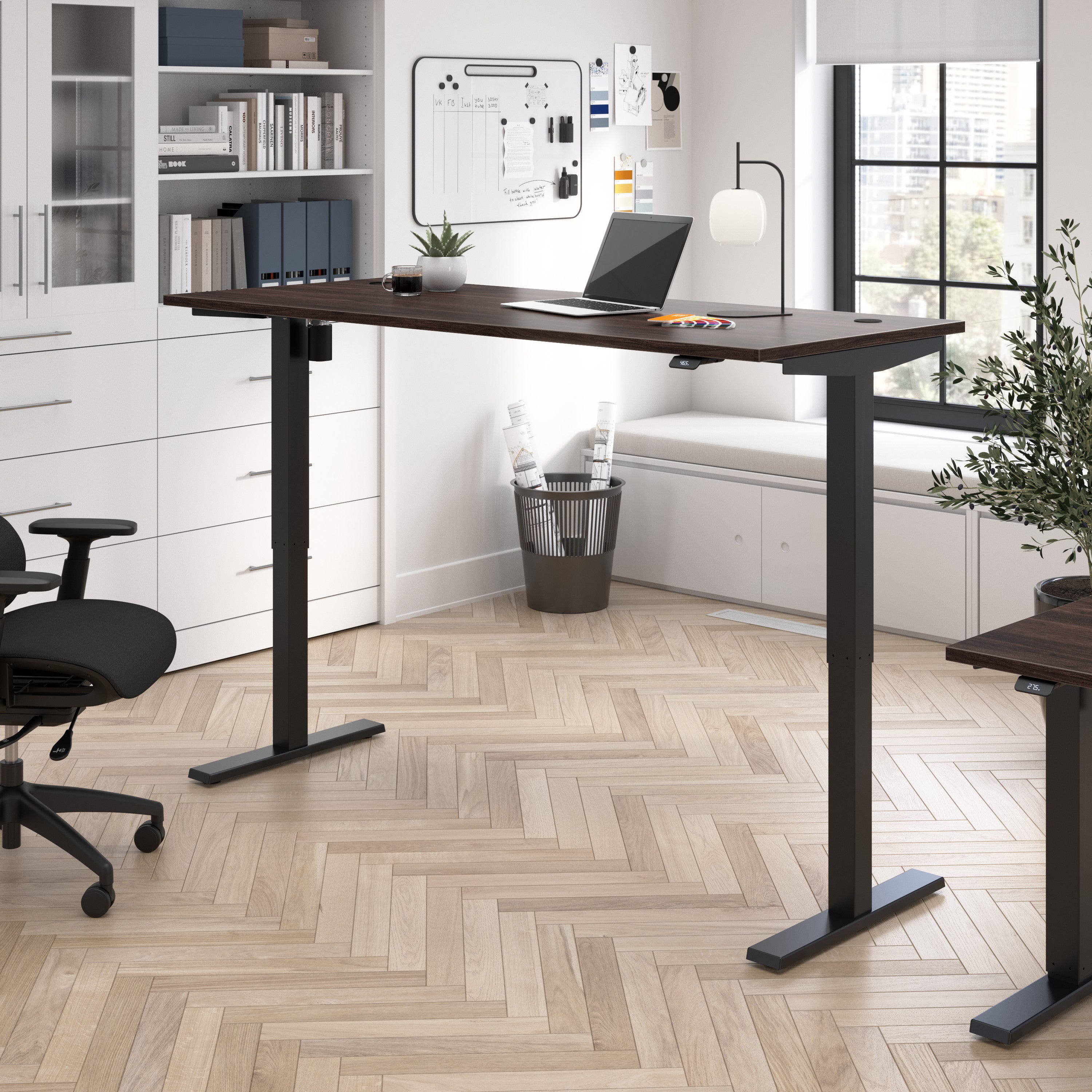 Bush Business Furniture Move 40 Series 72W x 30D Electric Height Adjustable Standing Desk in Black Walnut with Black Base - 71.02" Width x 29.37" Depth x 28.17" Height