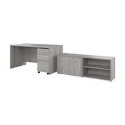 Bush Business Furniture Studio C 60W x 30D Office Desk with Storage Return and Mobile File Cabinet in Platinum Gray - 59.45" Width x 29.37" Depth x 29.84" Height