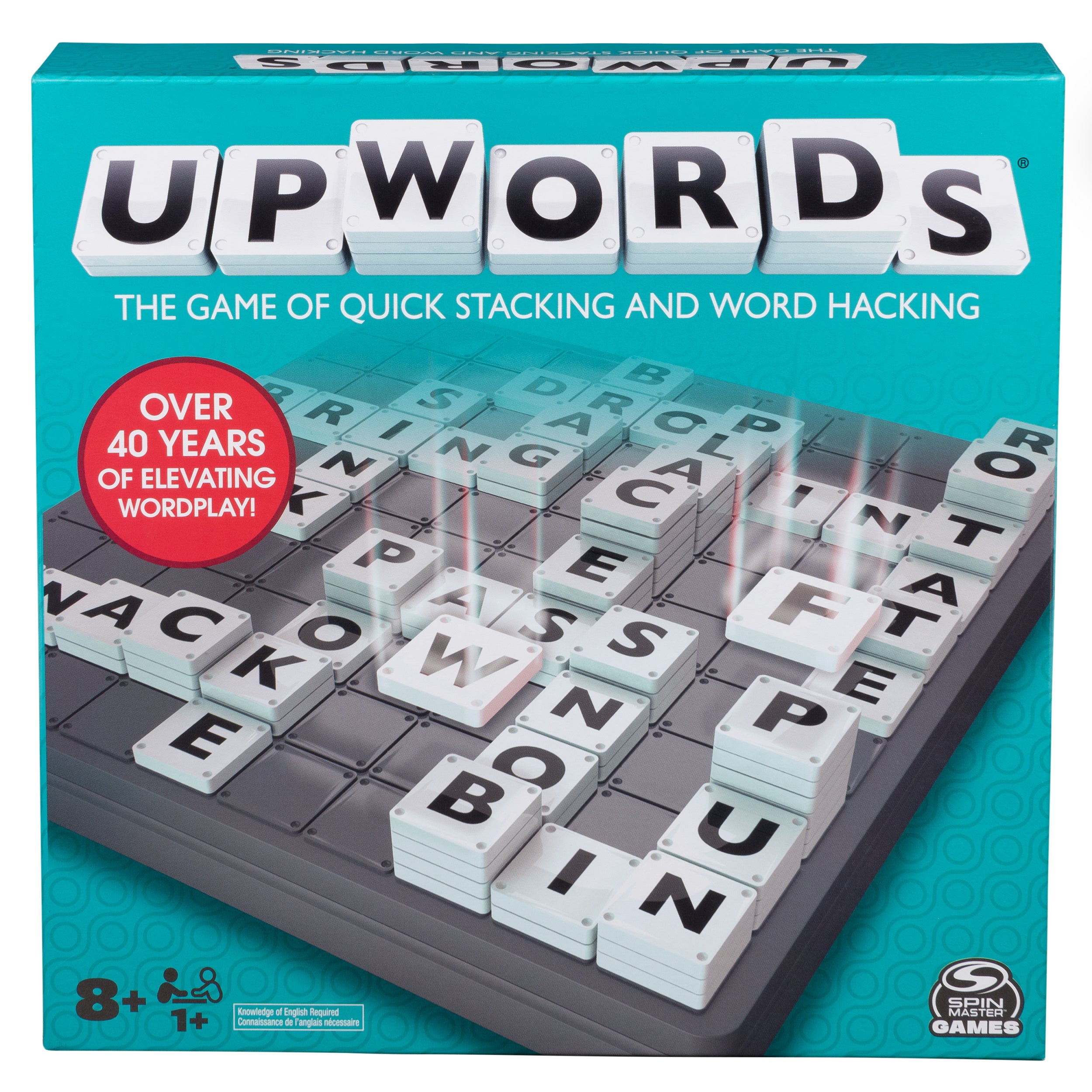 Spin Master Games, Upwords, The Stackable Word Game: 2023 Edition, Includes Rotating Board & Letter Tiles, Classic Crossword Activity for Kids & Family, 3-6 Players, for Ages 8+