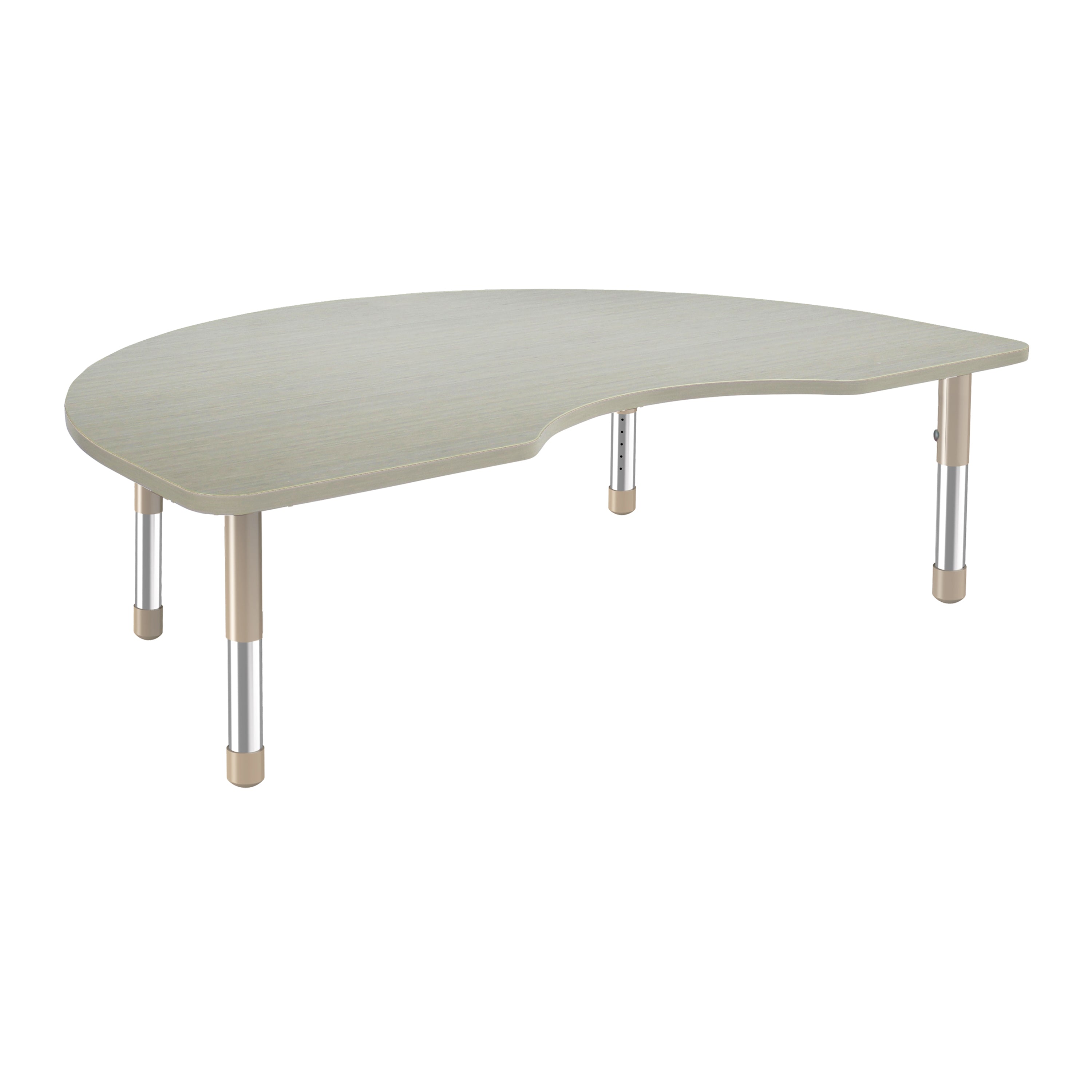 48" x 72" Kidney Woodgrain Activity Table with Adjustable Chunky Legs - Asian Sand/Sand