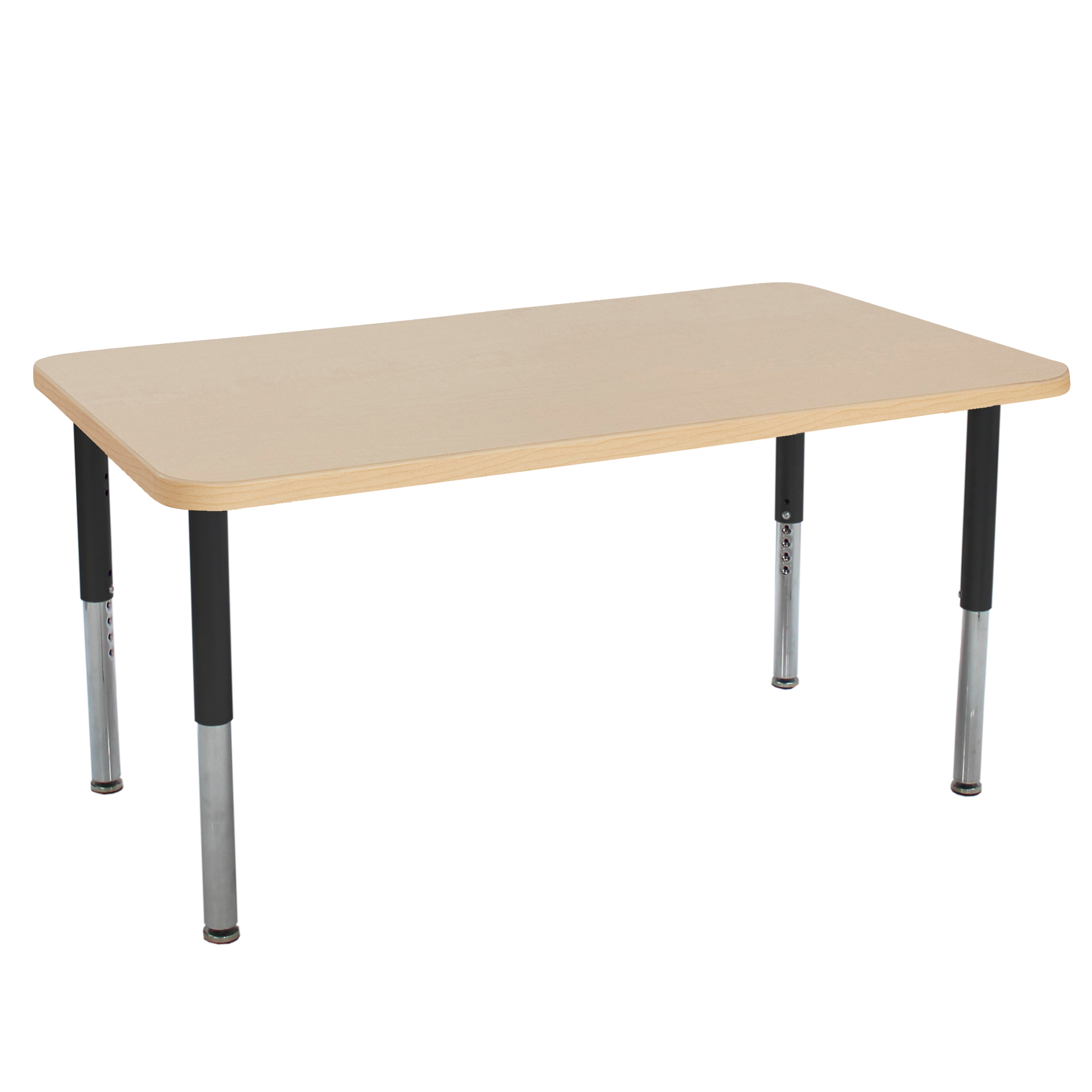 36" x 60" Rectangle La Madera Activity Table with Adjustable Super Legs - Maple Grain/Black