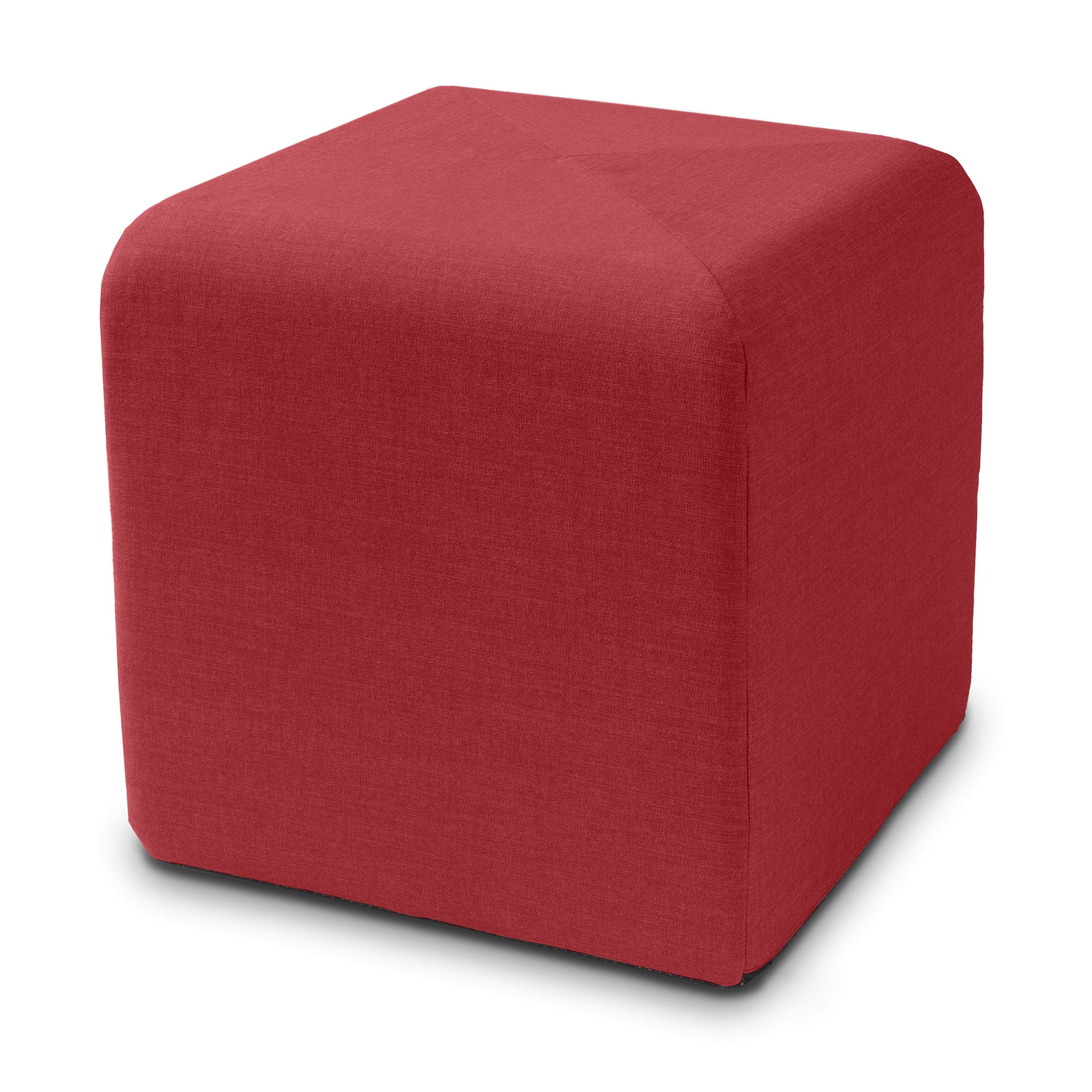 Jaxx Monroe Square Foam Ottoman with Stain Resistant Performance Fabric, Small (18 x 18), Poppy Red