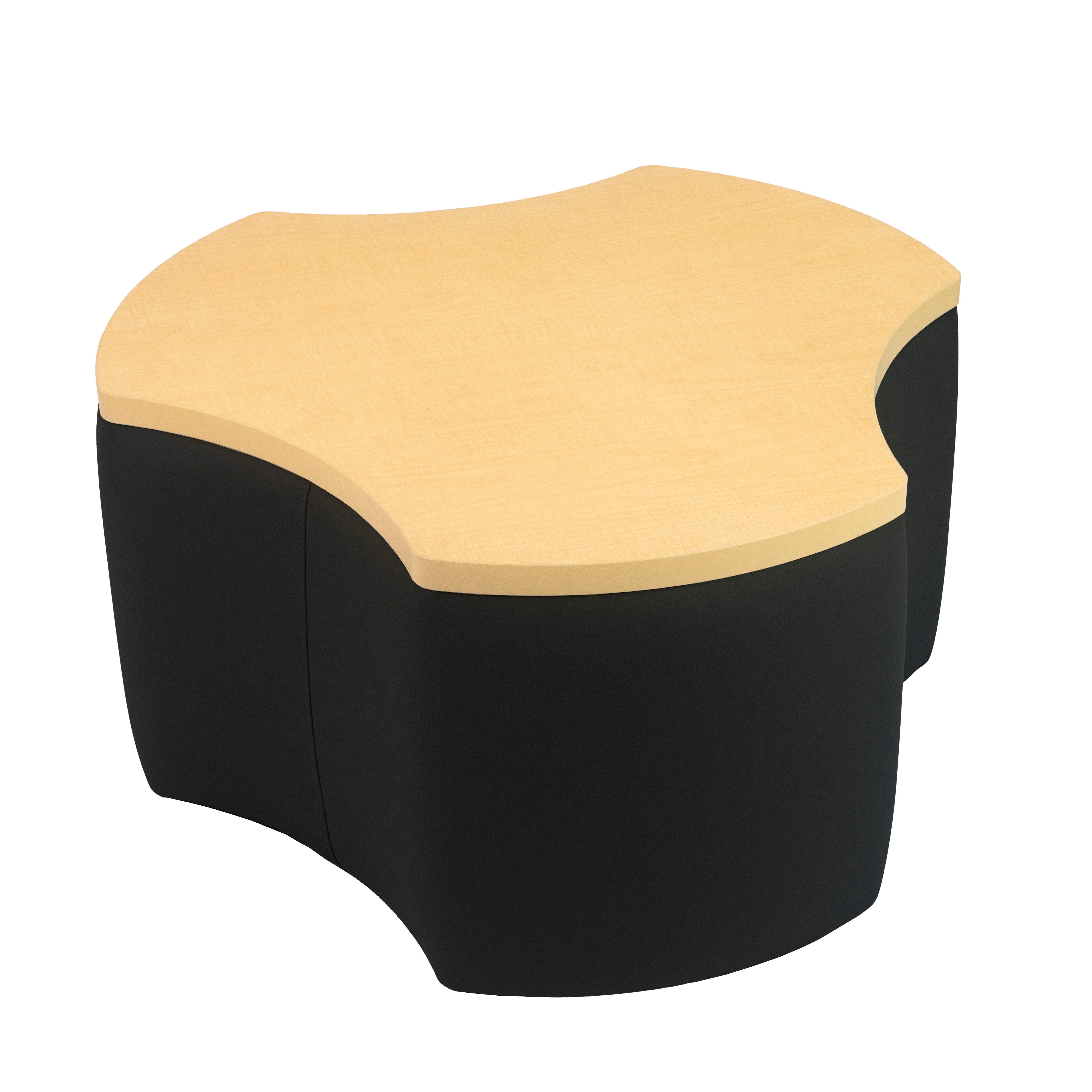 Pro Series Upholstered Cog Ottoman Table 18" Height - Black/Maple