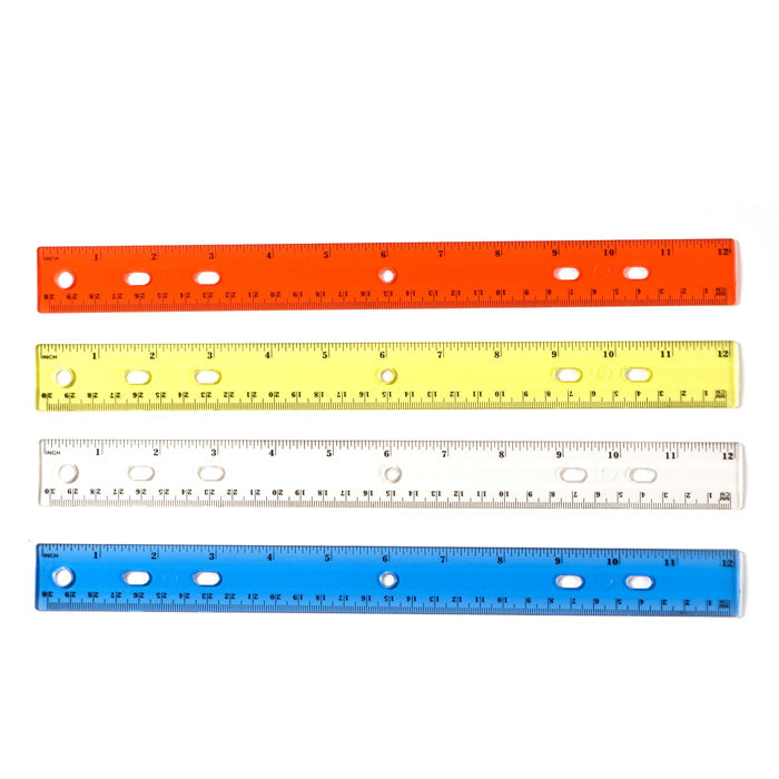 Achieva® Ruler, 12" Shatter-Proof, Assorted Transparent Colors: Blue, Red, Yellow, Clear