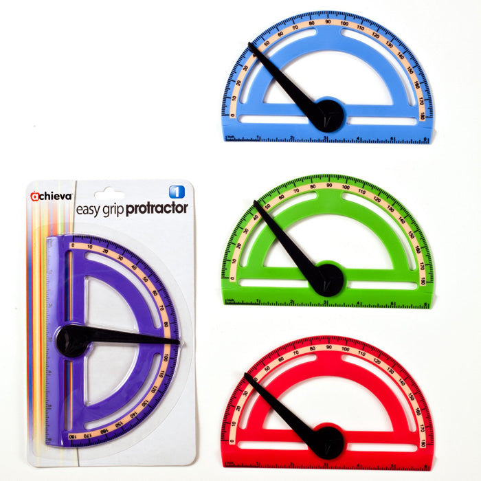 Achieva® Easy-Grip Protractor/Ruler 6", Assorted Colors:  Green, Blue, Red, Purple