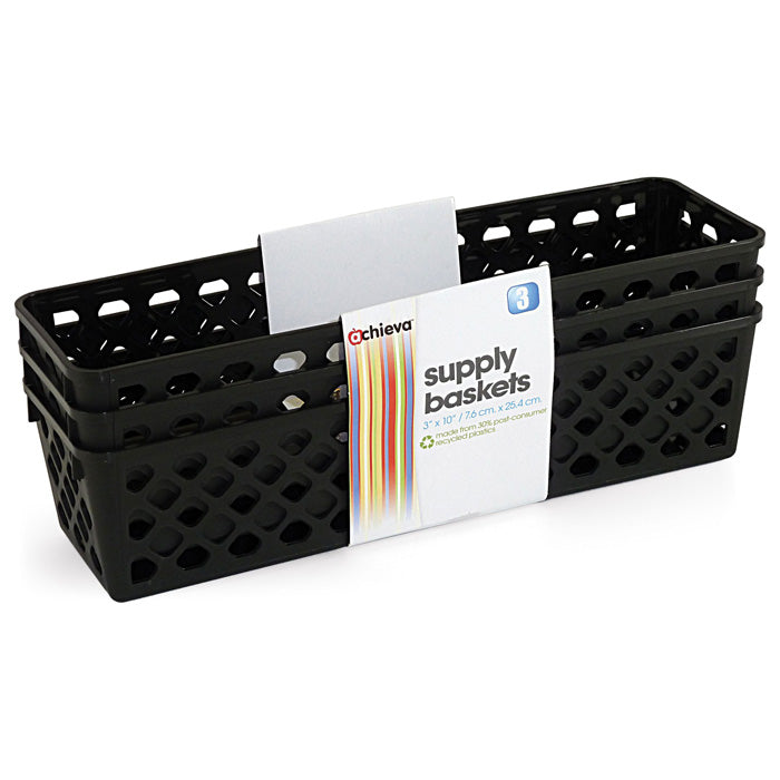 Achieva® Recycled Supply Basket, Long, 3PK