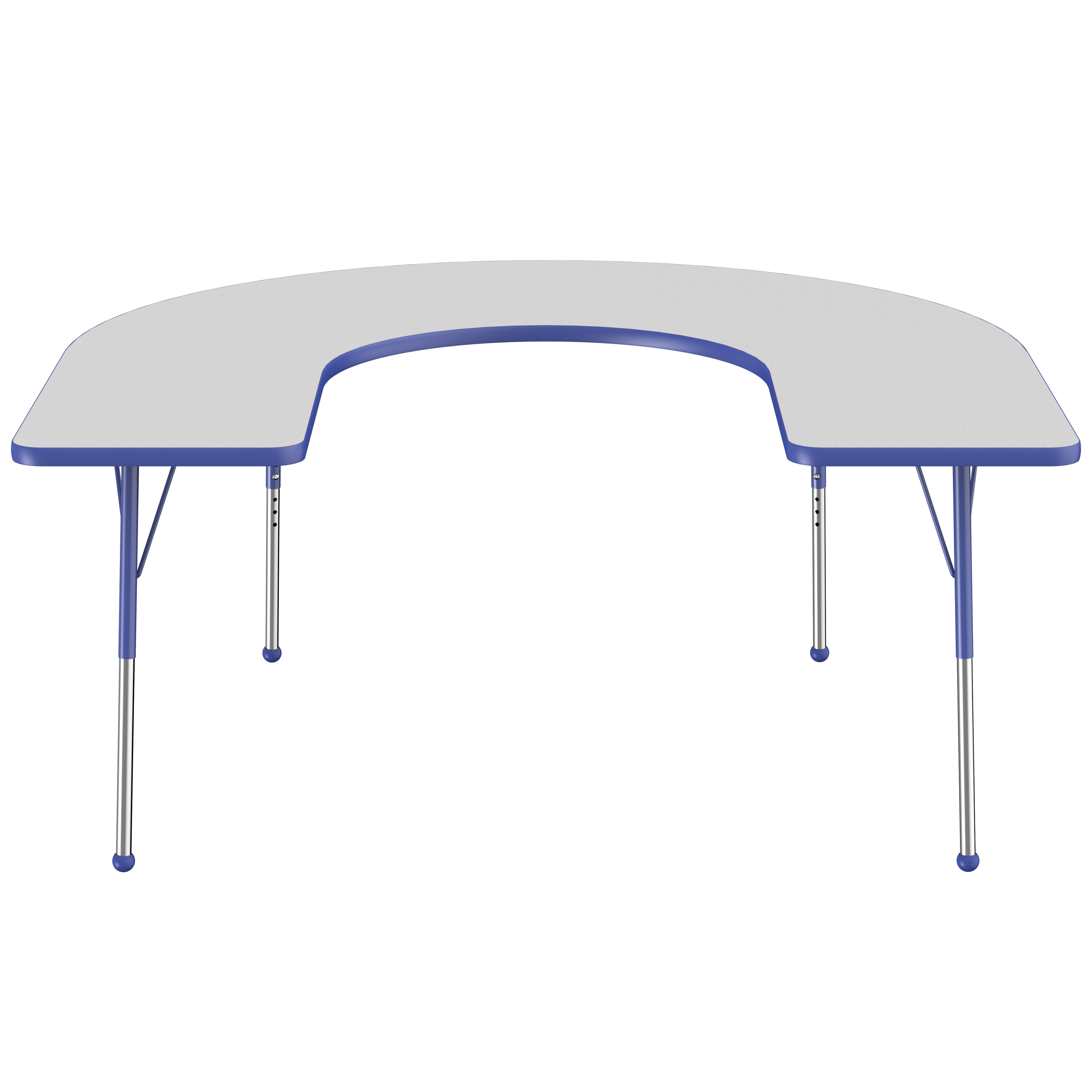 60" x 66" Horseshoe T-Molding Activity Table with Adjustable Standard Ball Glide Legs - Gray/Blue