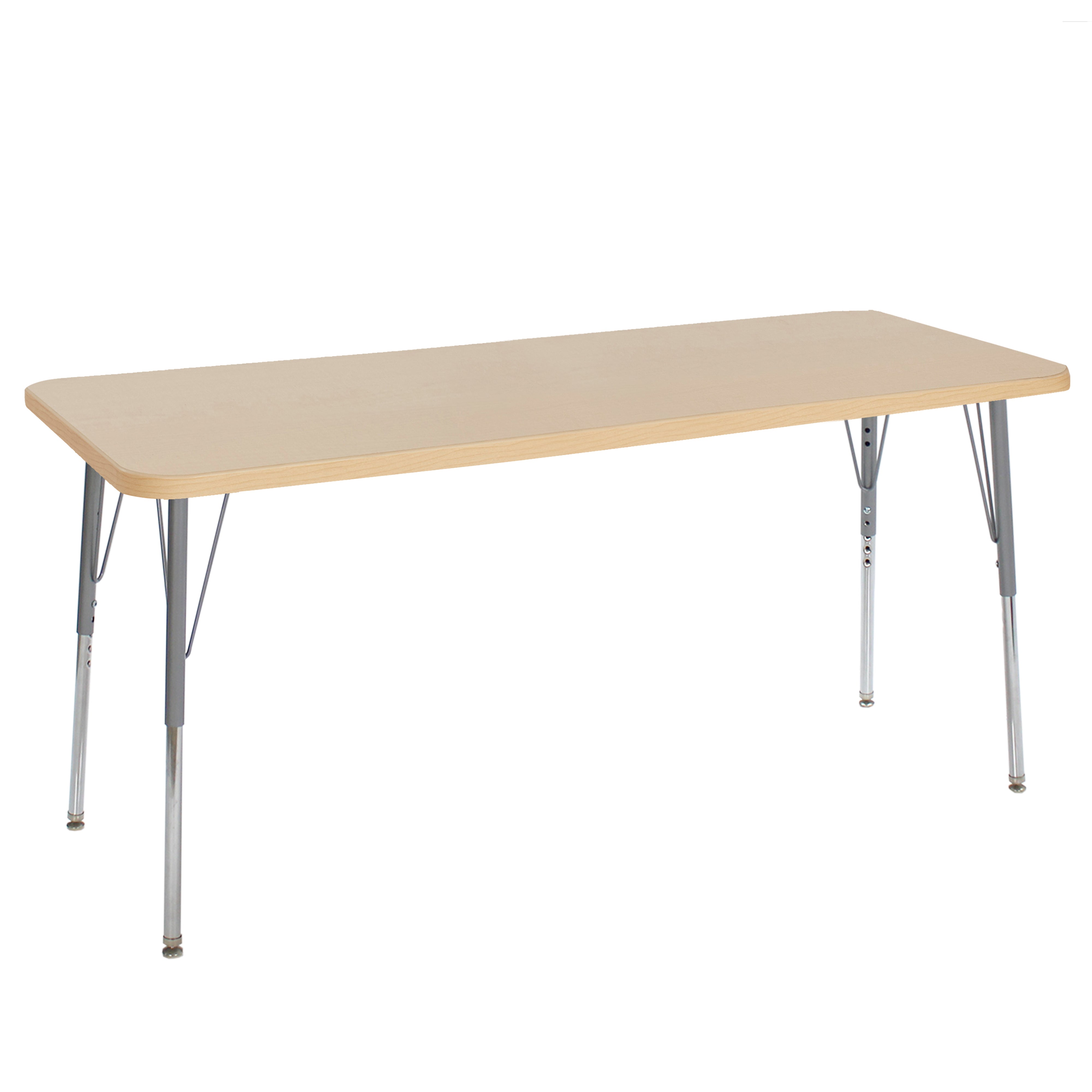 24" x 72" Rectangle La Madera Activity Table with Standard Legs - Maple Grain/Silver