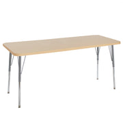 24" x 72" Rectangle La Madera Activity Table with Standard Legs - Maple Grain/Silver