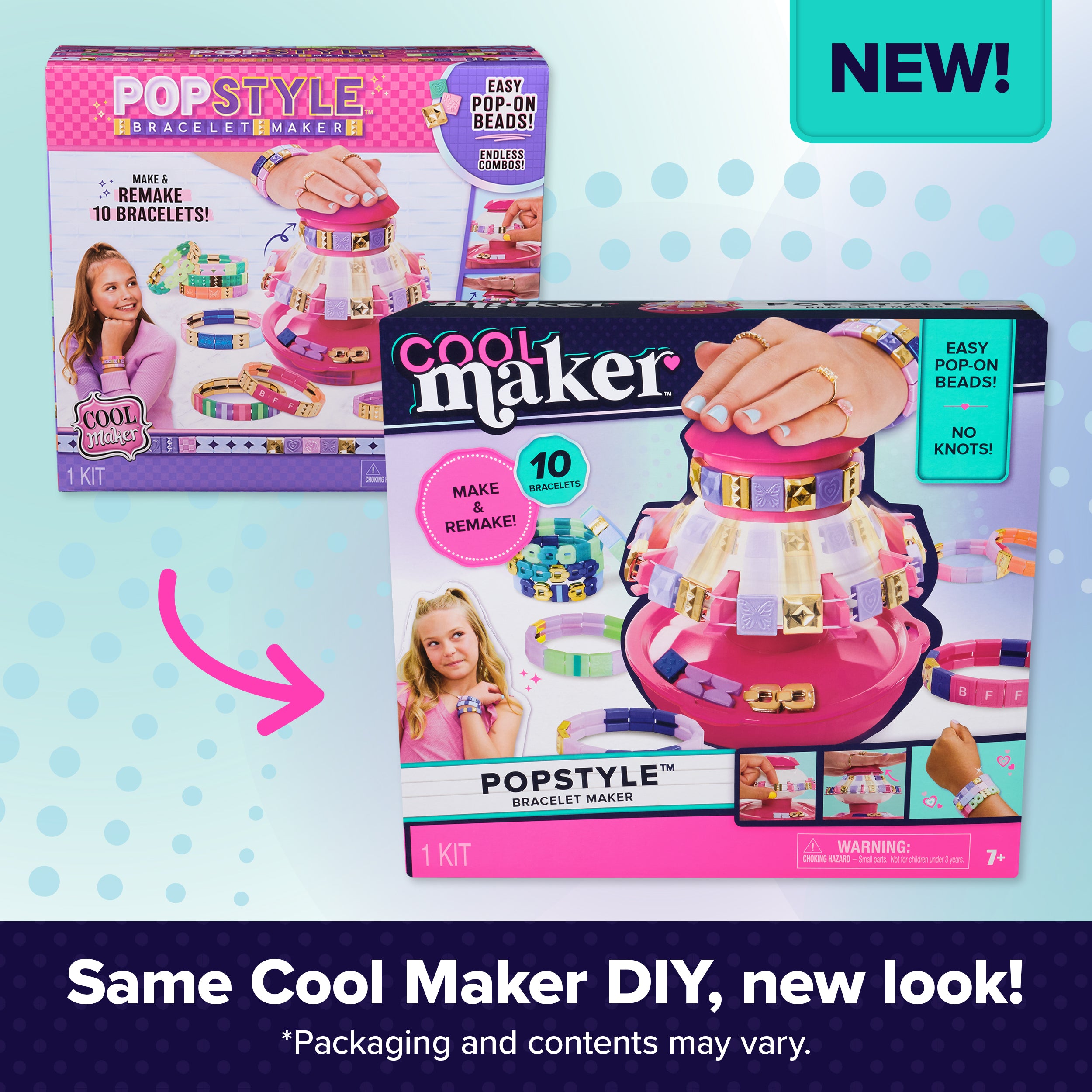 Cool Maker, PopStyle Bracelet Making Kit with 170 Beads, Make & Remake 10 Packaging May Vary, Arts and Crafts Kids Toys for Ages 7 and up