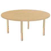 48" x 48" Round Thermofused Activity Table with Adjustable Chunky Wood Legs - Maple Grain/Sand/Natural