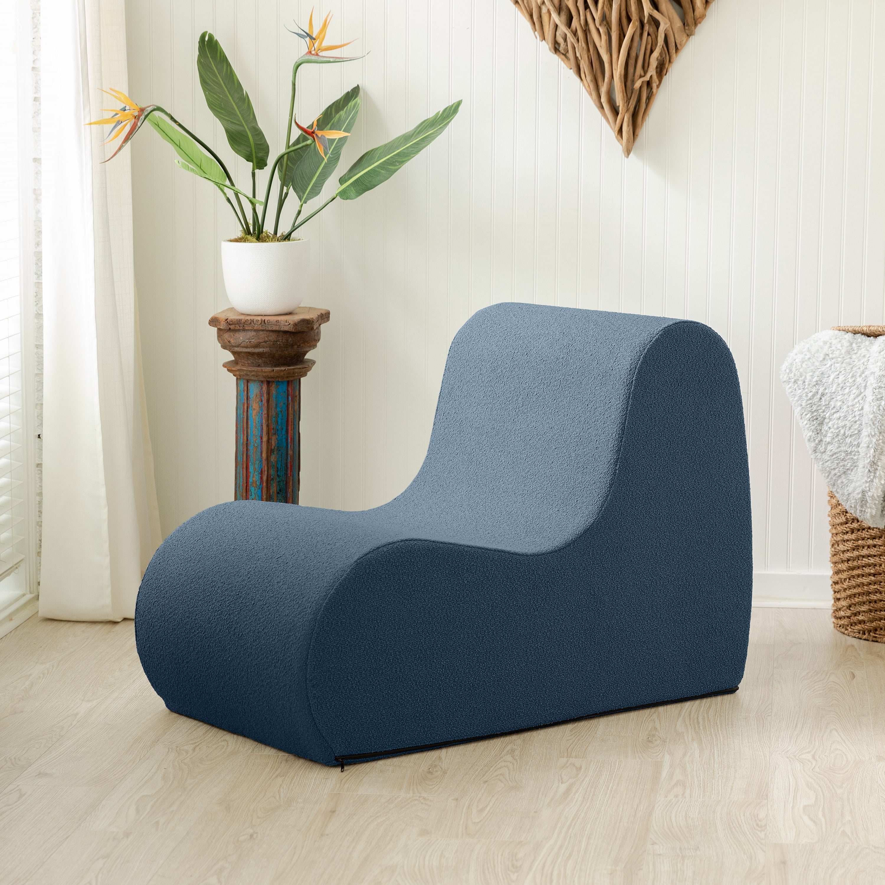 Jaxx Uptown Modern Armless Accent Chair, Boucle Navy