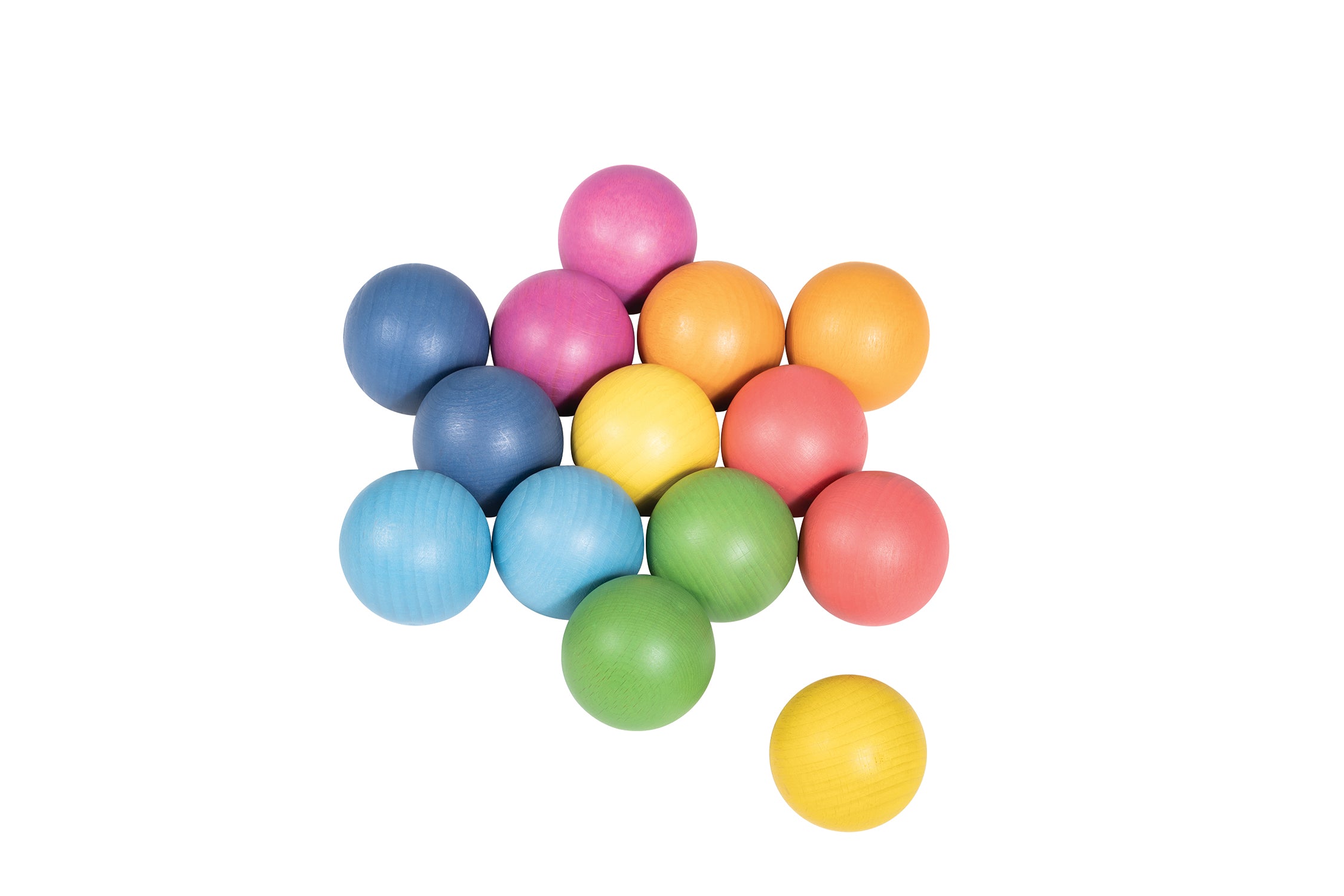 Rainbow Wooden Balls - Set of 14