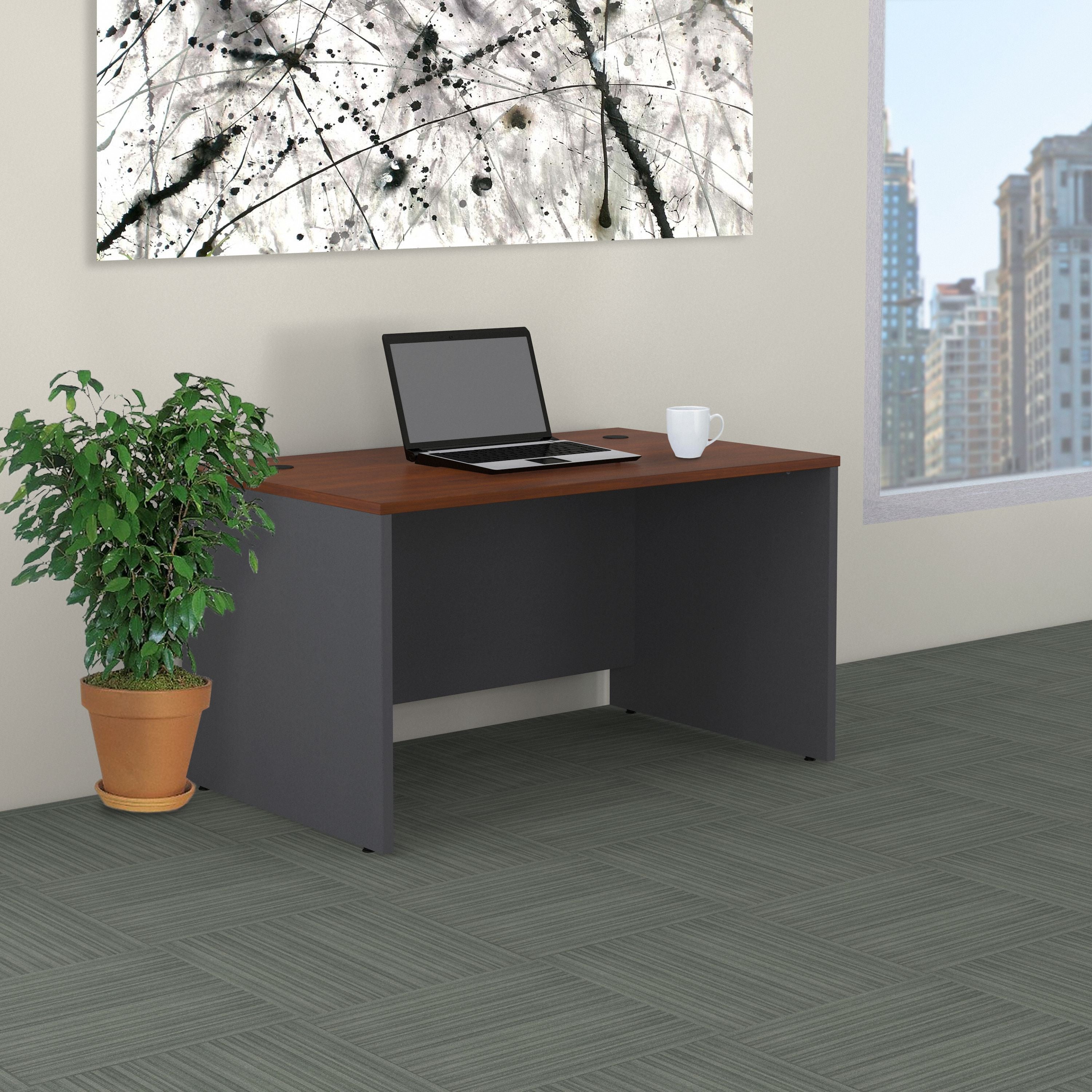 Bush Business Furniture Series C Collection 48W x 30D Shell Desk in Hansen Cherry - 47.68" Width x 29.37" Depth x 29.88" Height