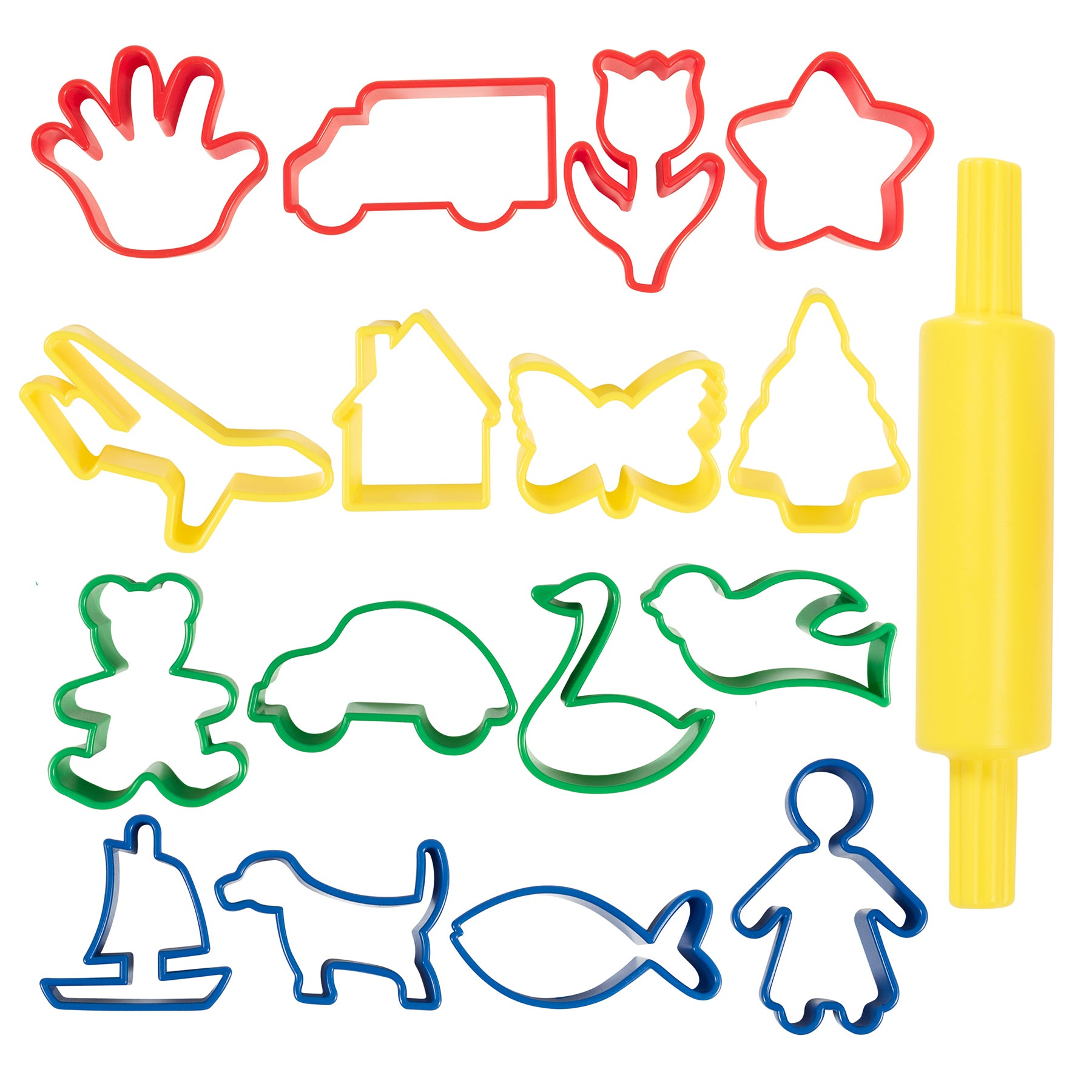 Dough Roller & Cutters, 17 Per Set, 3 Sets