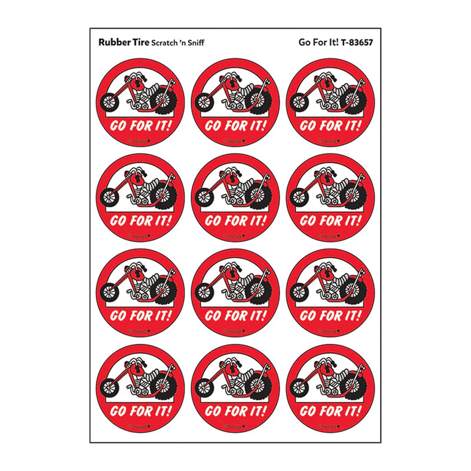 Go For It!/ Rubber Tire Scent Stickers, 24 Per Pack, 6 Packs