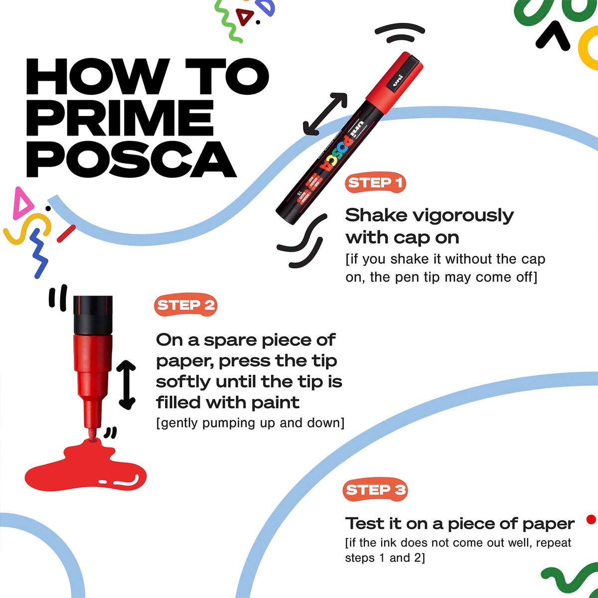 uni® POSCA PC-3M Water-Based Paint Markers, Reversible Fine Tip (0.9-1.3mm), White