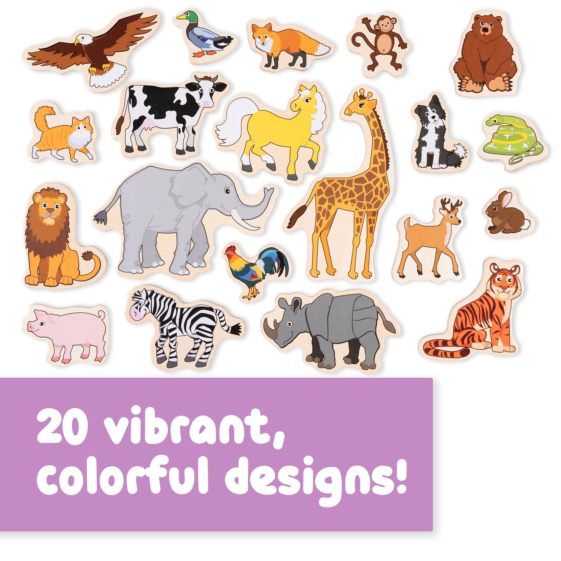 Wooden Magnets- Animals - Set of 20
