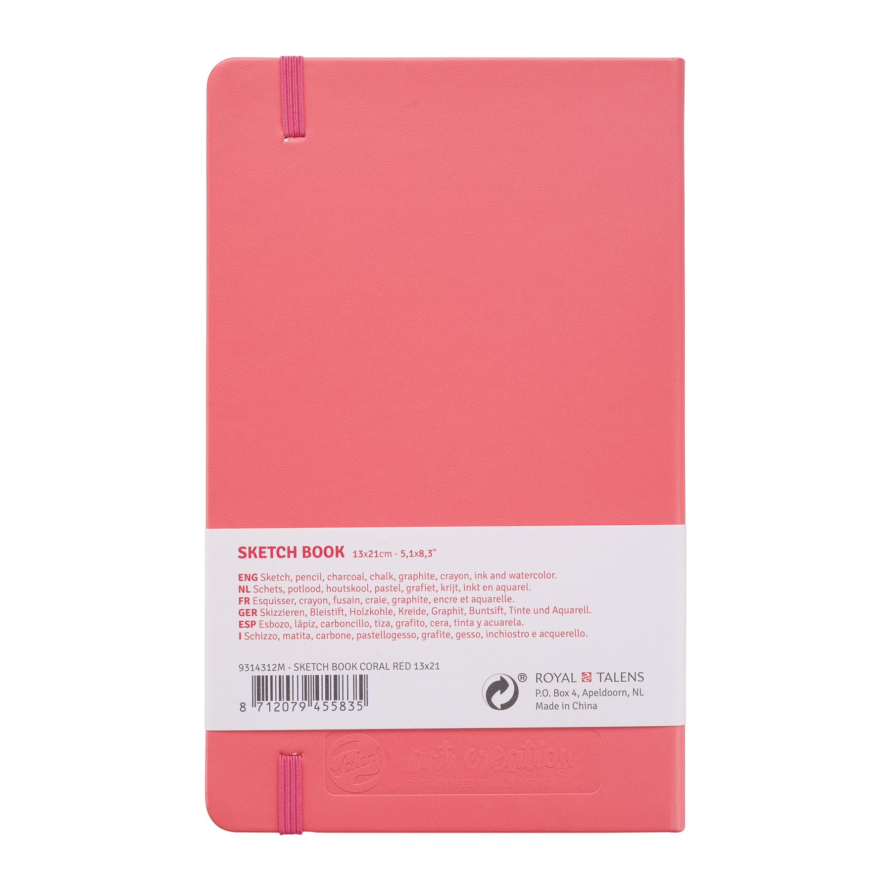 Sketchbook, 80 Sheets, 90lbs, Coral Red Cover, 5.1" x 8.3"