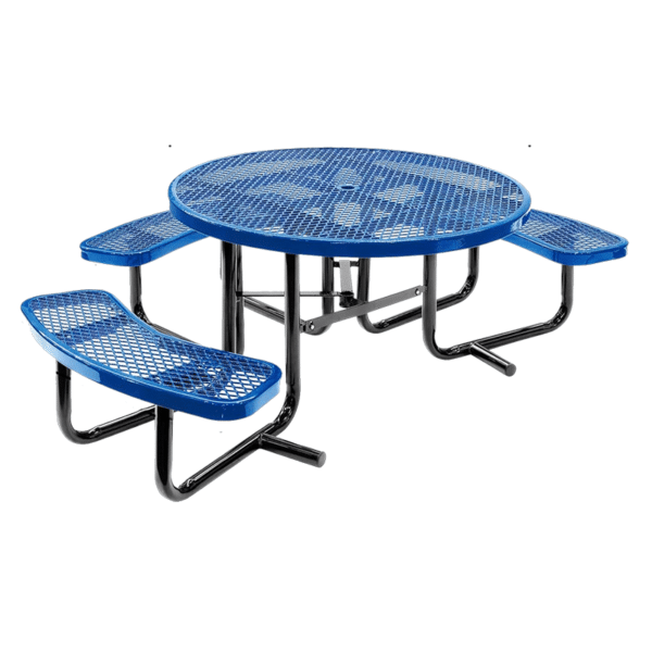 46" ADA Steel Round Picnic Table, Expanded, Metal Outdoor Table, (Blue, 46)