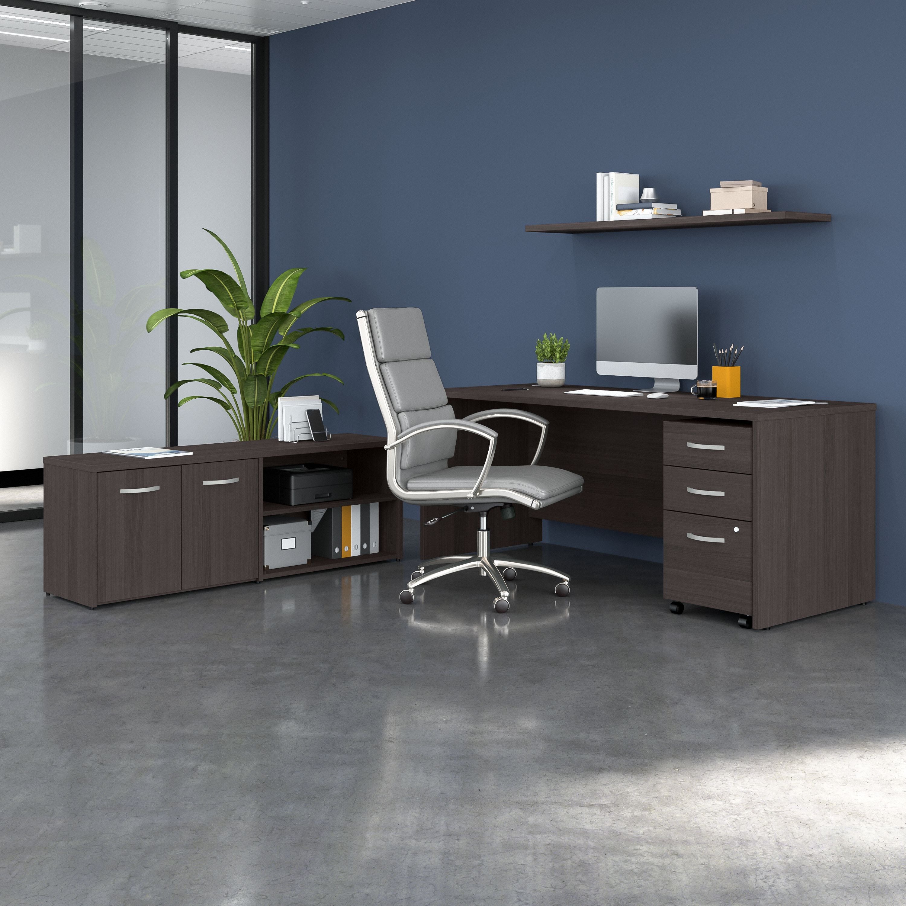 Bush Business Furniture Studio C 72W x 30D Office Desk with Storage Return and Mobile File Cabinet in Storm Gray - 71.02" Width x 29.37" Depth x 29.84" Height