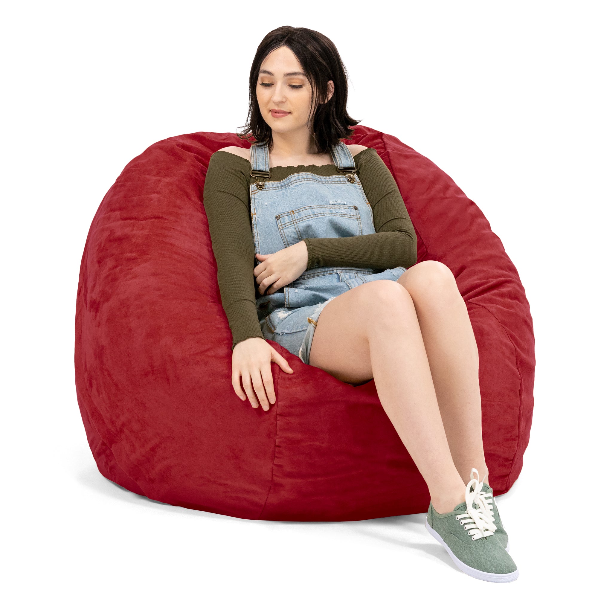 Jaxx 4 ft Round Bean Bag Chair for Adults, Cinnabar
