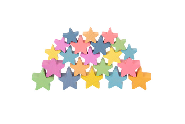 Rainbow Wooden Stars - Set of 21