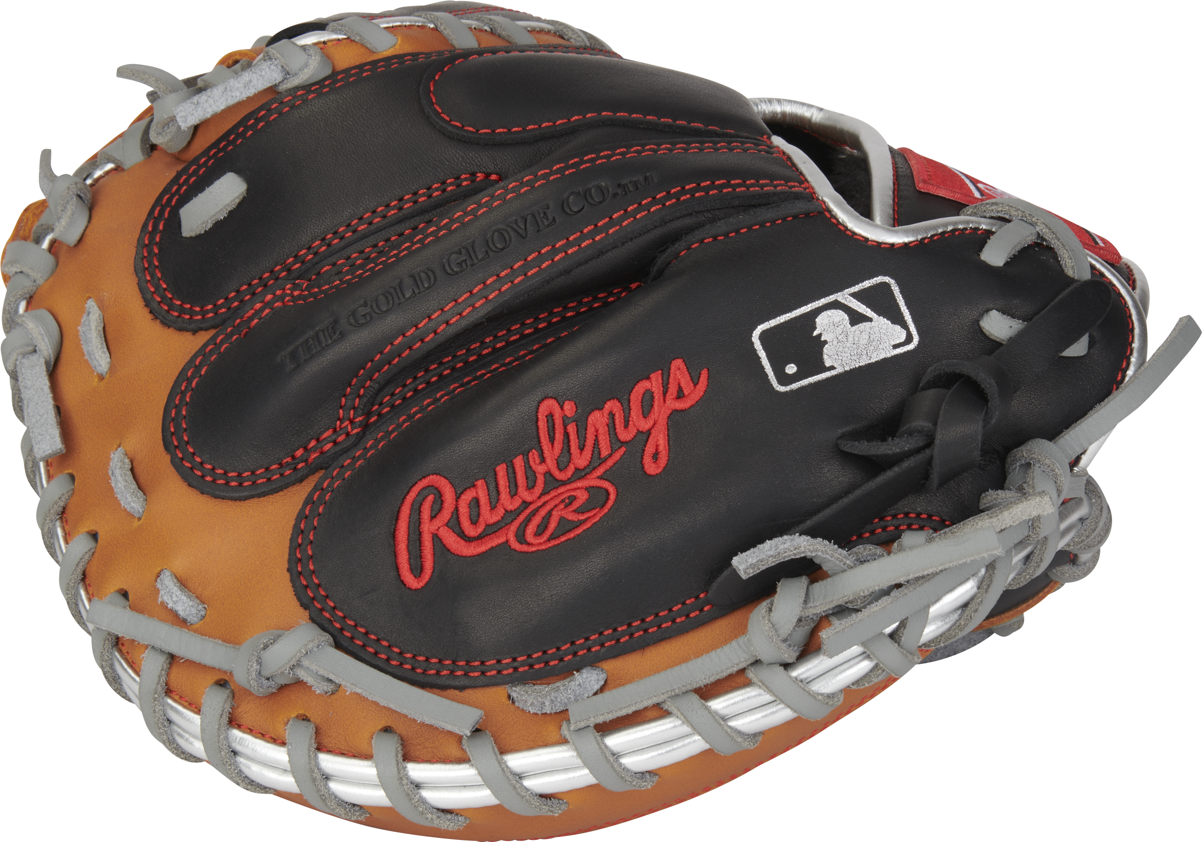 Rawlings R9 Baseball Contour Series Catchers Mitt 32-Inch Baseball Glove  - Right Hand Thrower - Black/Tan