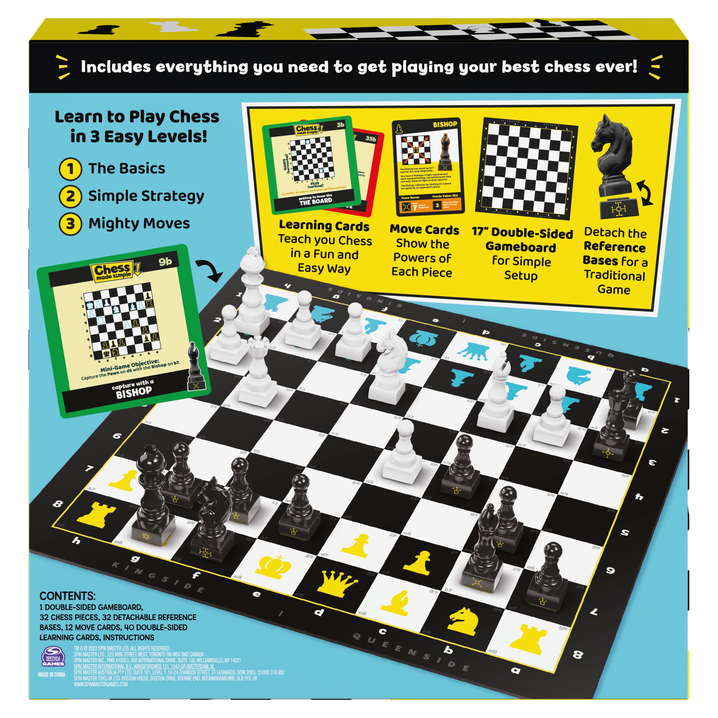 Spin Master Games, Chess Made Simple, Learn to Play Strategy Board Games for Beginners, Chess, 2 Players, for Kids Ages 8 & Up