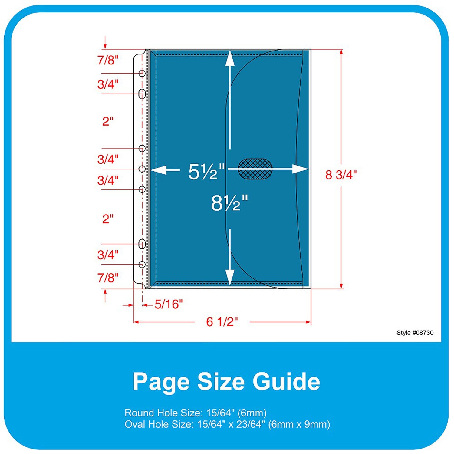 Mini Size Binder Pocket, Side Loading, Assorted, 1 Each