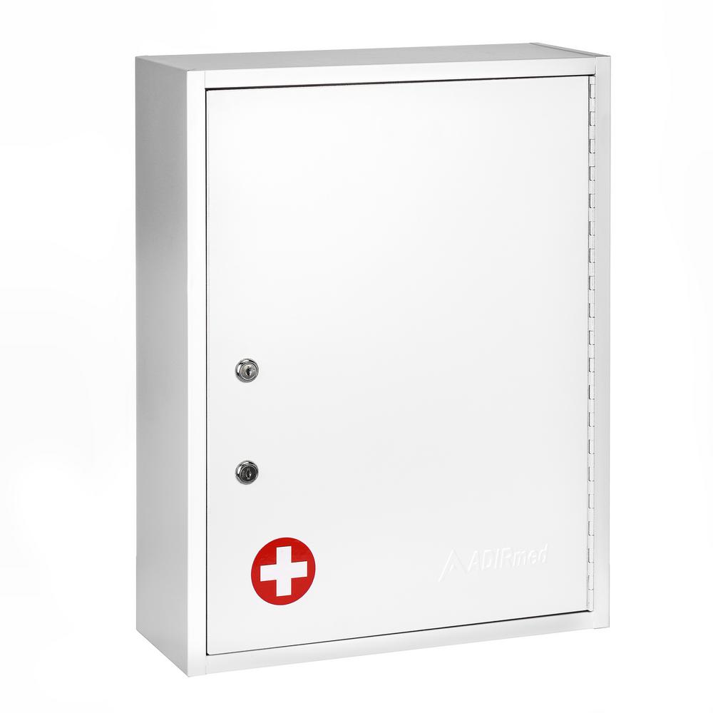 21 in. H x 16 in. W x 6 in. D Large Dual Lock Surface-Mount Medical Security Cabinet in White 2 Pack