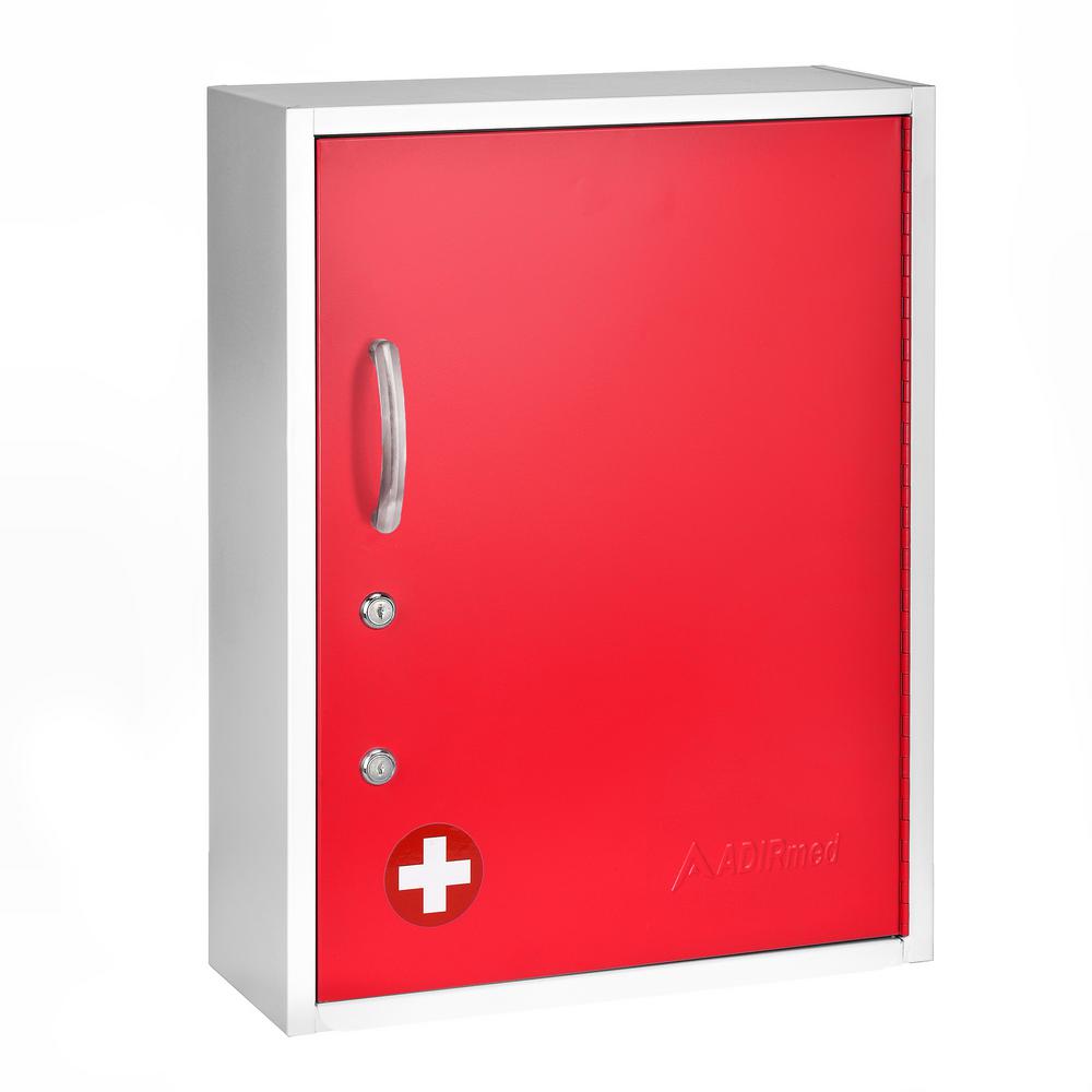 21 in. H x 16 in. W Dual Lock Surface-Mount Medical Security Cabinet in Red with Pull-Out Shelf and Document Pocket 2 Pack
